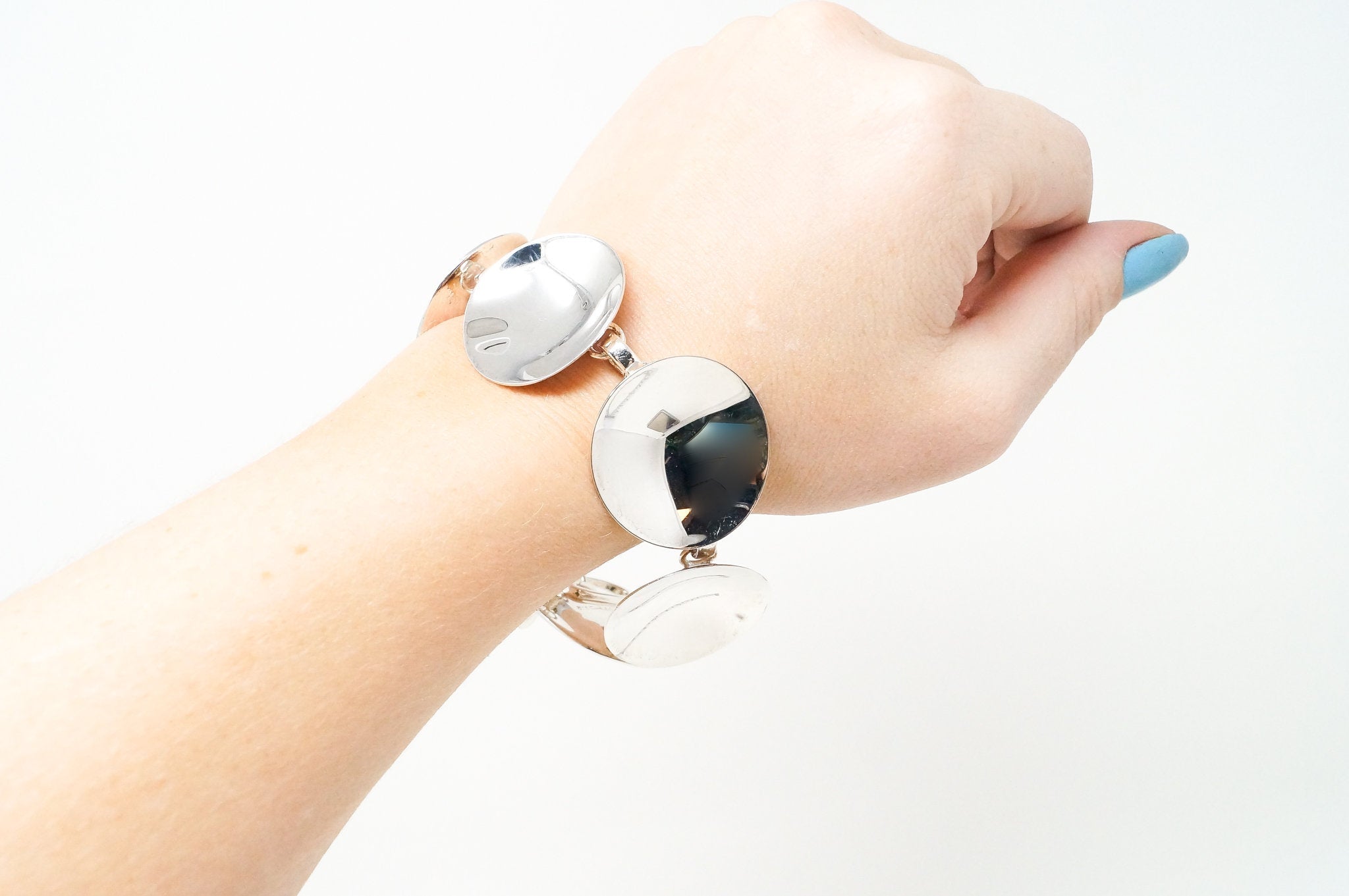 Vintage Designer Robert Lee Morris RLM Modernist Disc Sterling Silver Bracelet