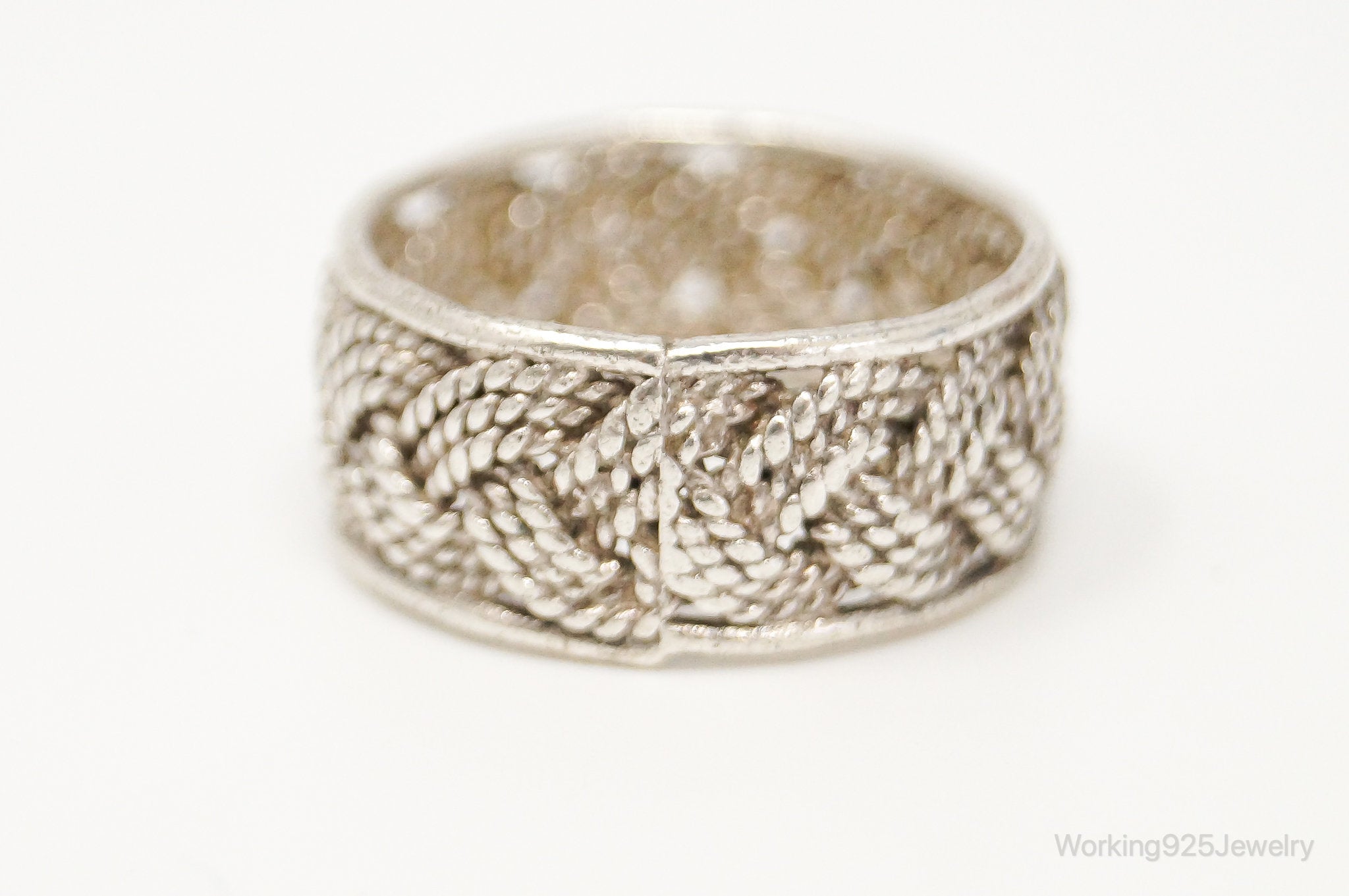 Vintage Weave Braid Sterling Silver Band Ring - Size 6.75