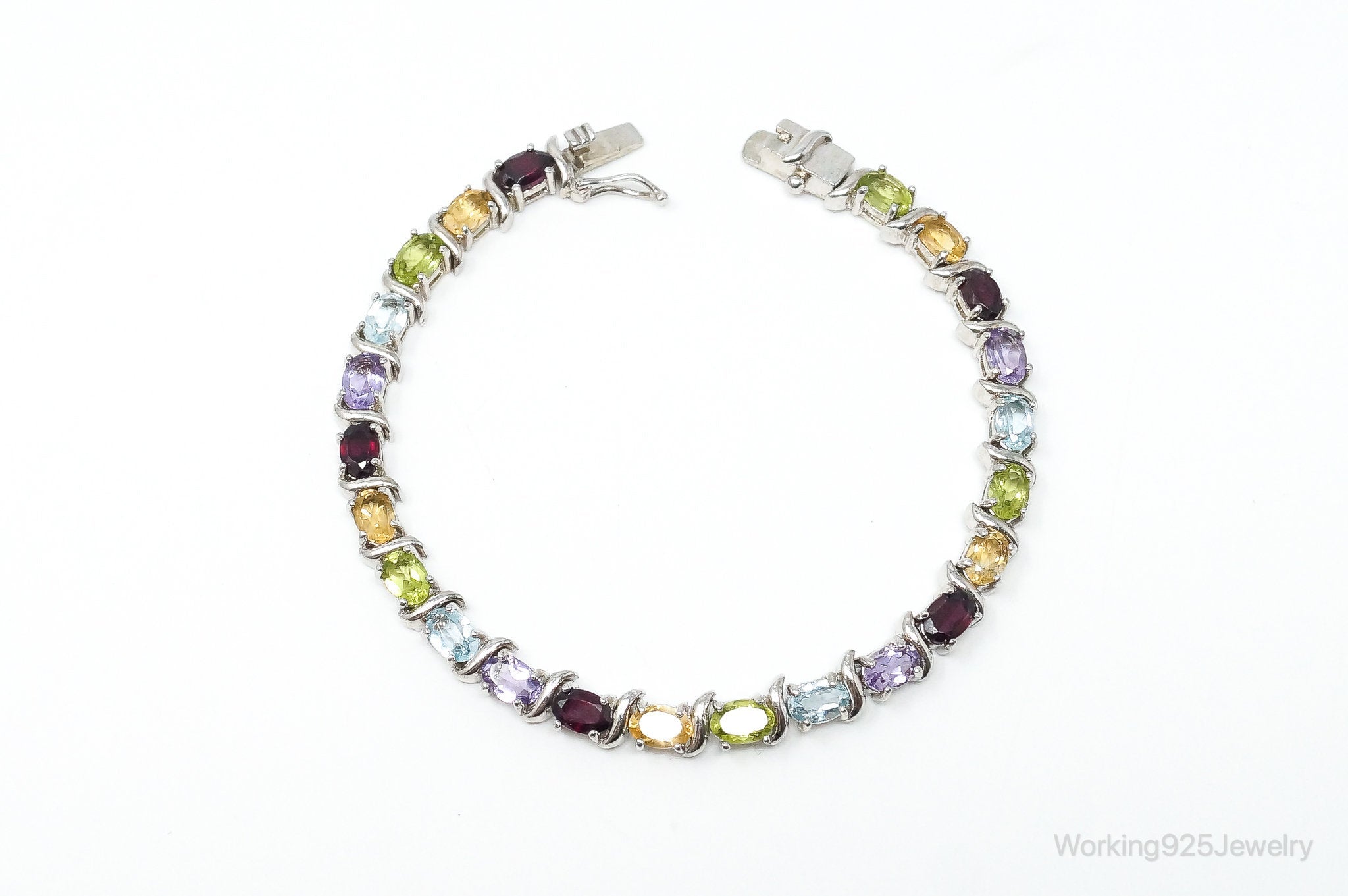 Vintage Multi Gem Sterling Silver Bracelet