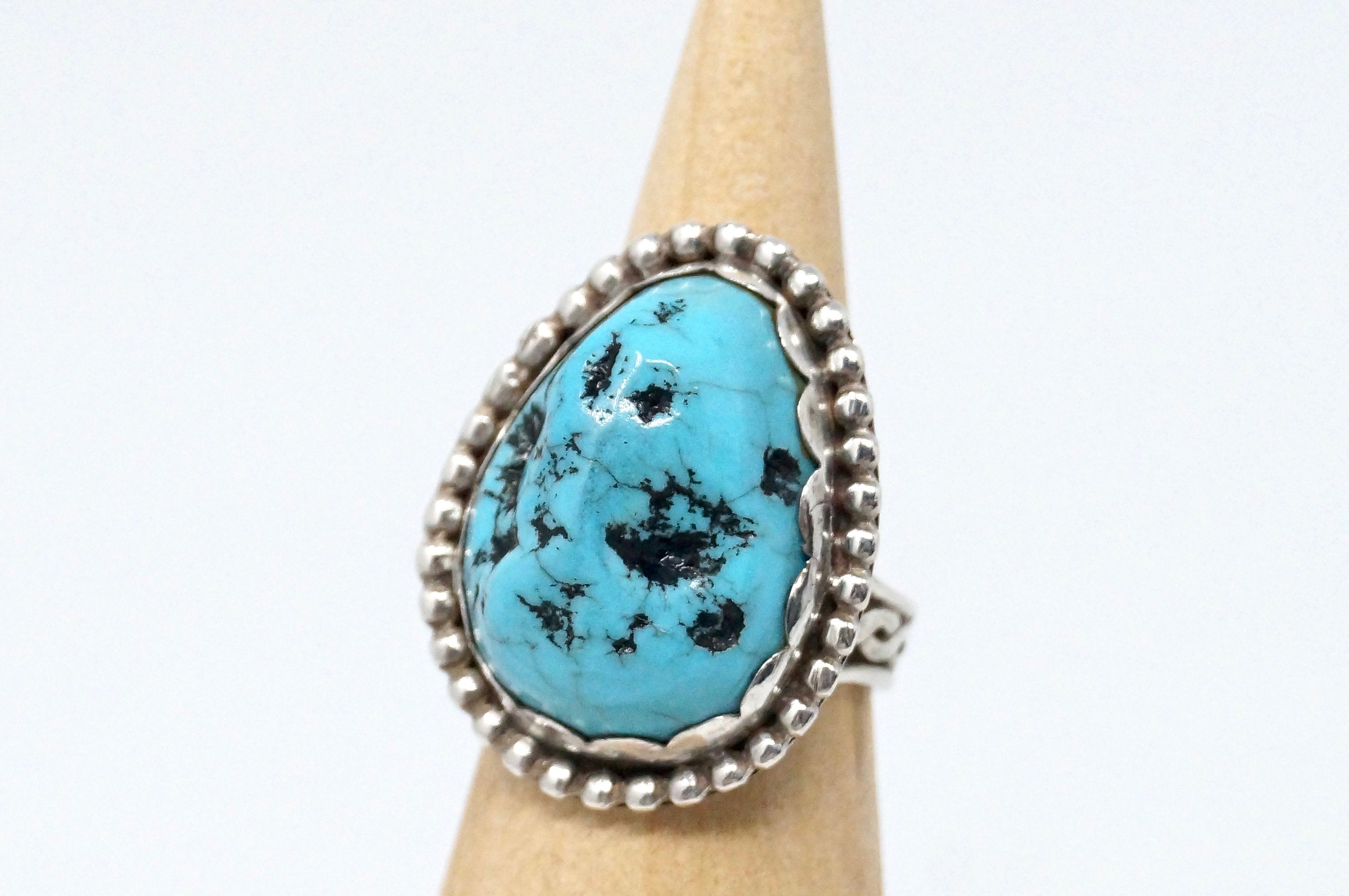 Vtg Native American Navajo Mary Morgan Turquoise Sterling Silver Ring Sz 5.25