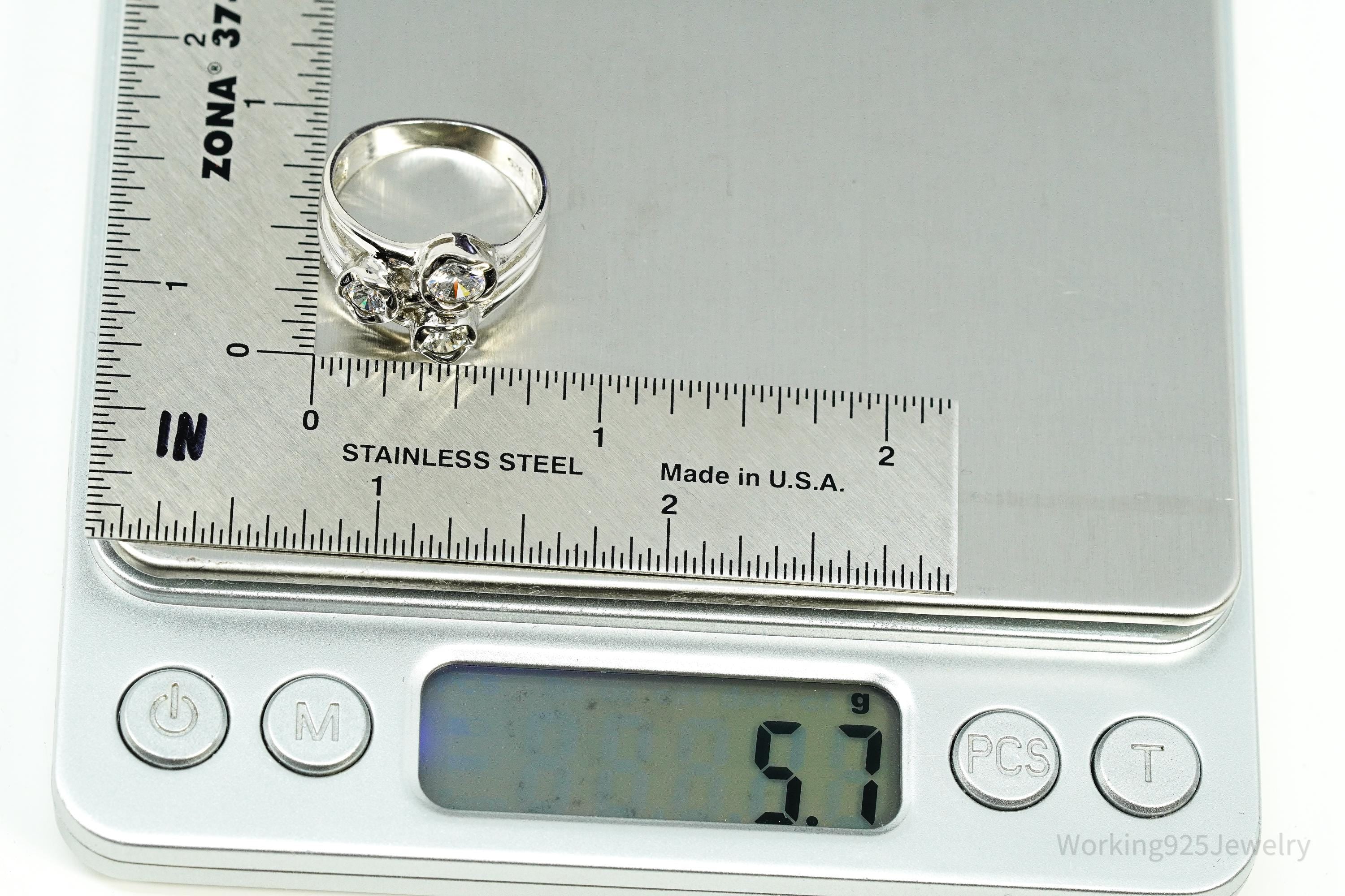 Vintage Cubic Zirconia Sterling Silver Ring Size 8