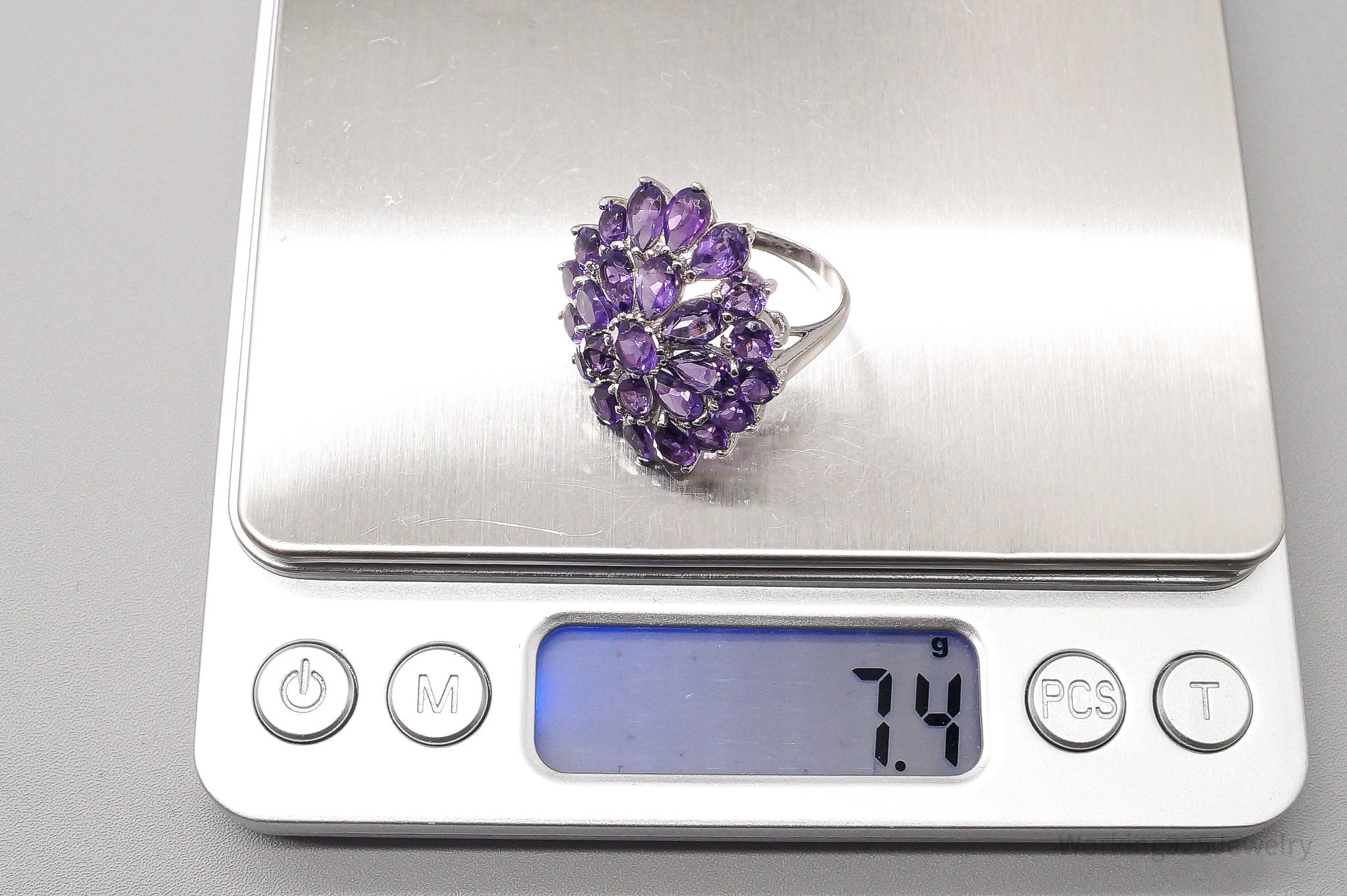 Vintage Amethyst Sterling Silver Ring - Size 8.25