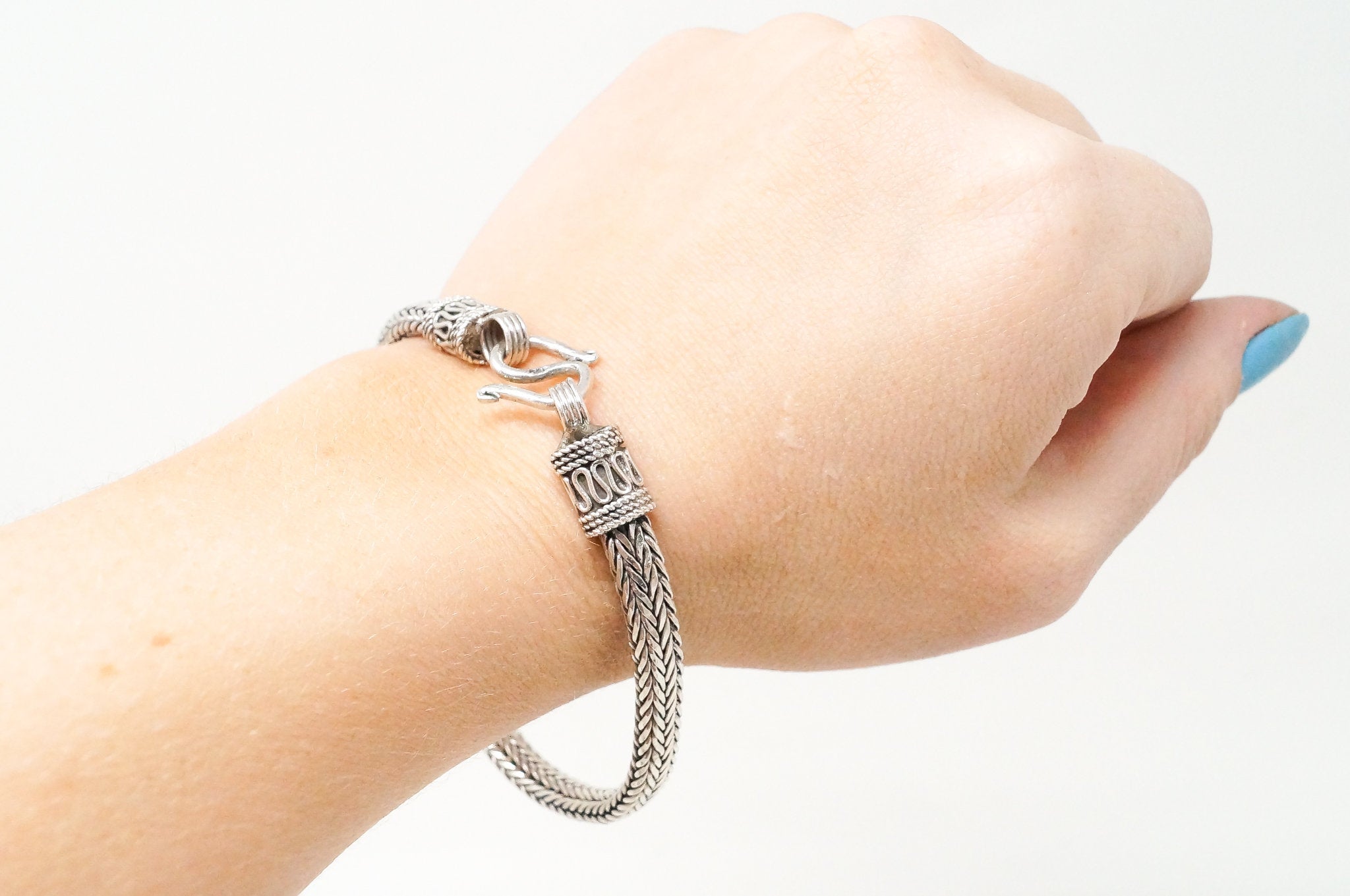 Vintage Snake Chain Balinese Sterling Silver Bracelet