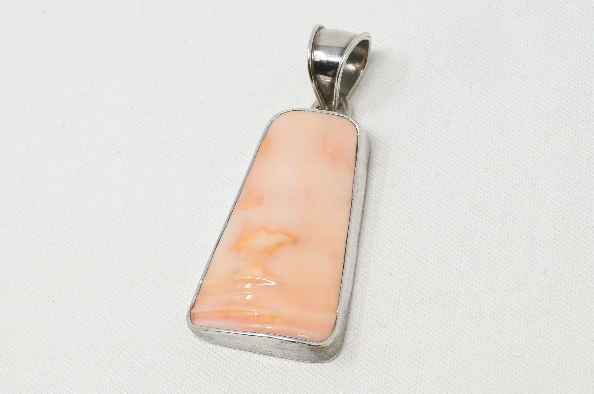 Vintage Peach Gemstone Sterling Silver Necklace Pendant