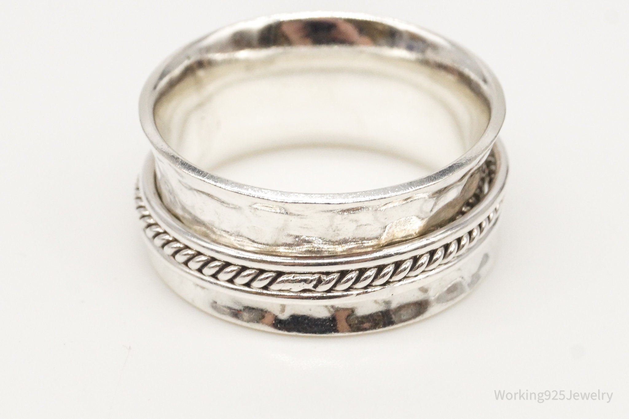 Vintage Mexico Designer ATI Sterling Silver Spinner Ring - Size 9