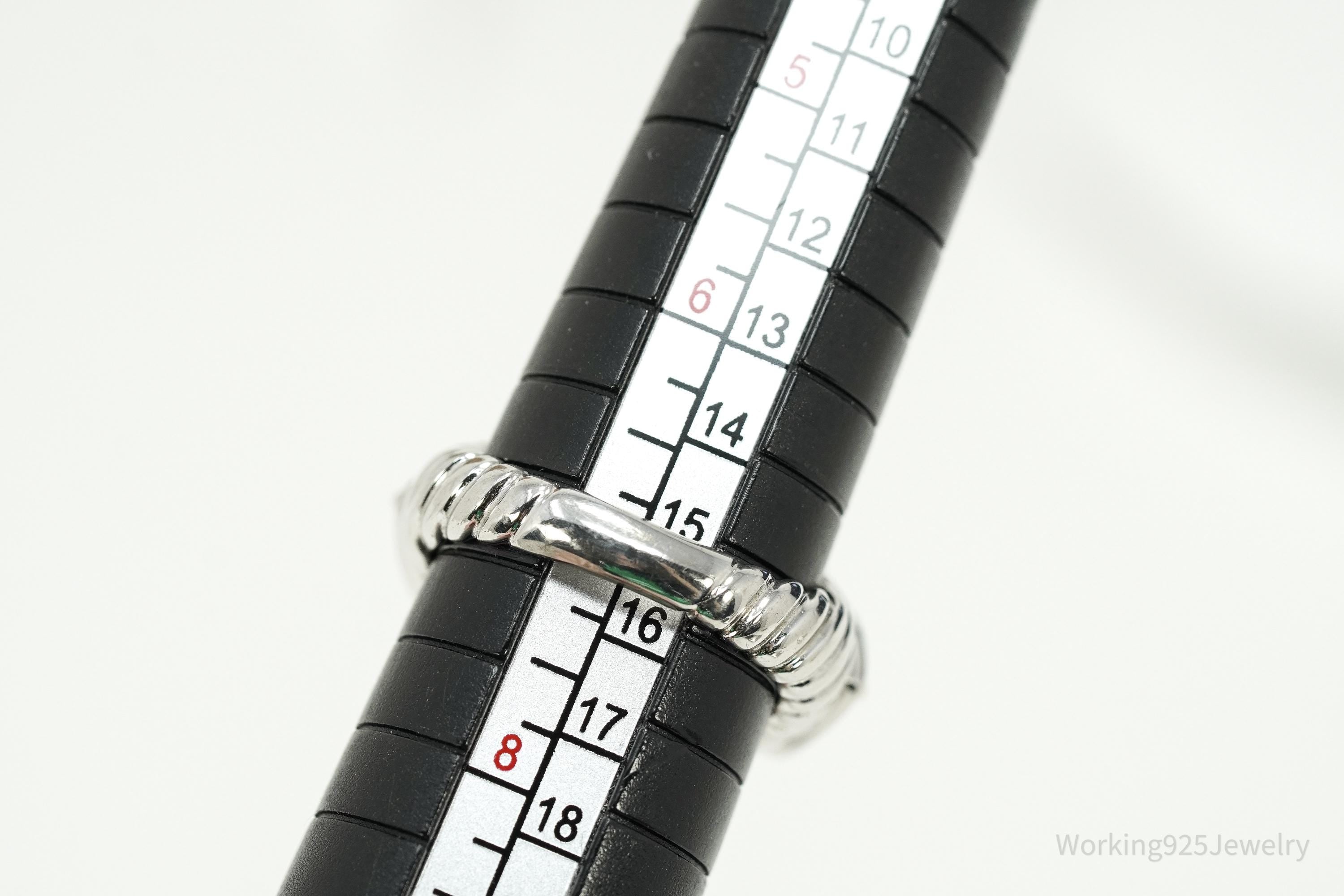 Vintage Black & White Gemstone Amethyst Sterling Silver Ring – Size 7