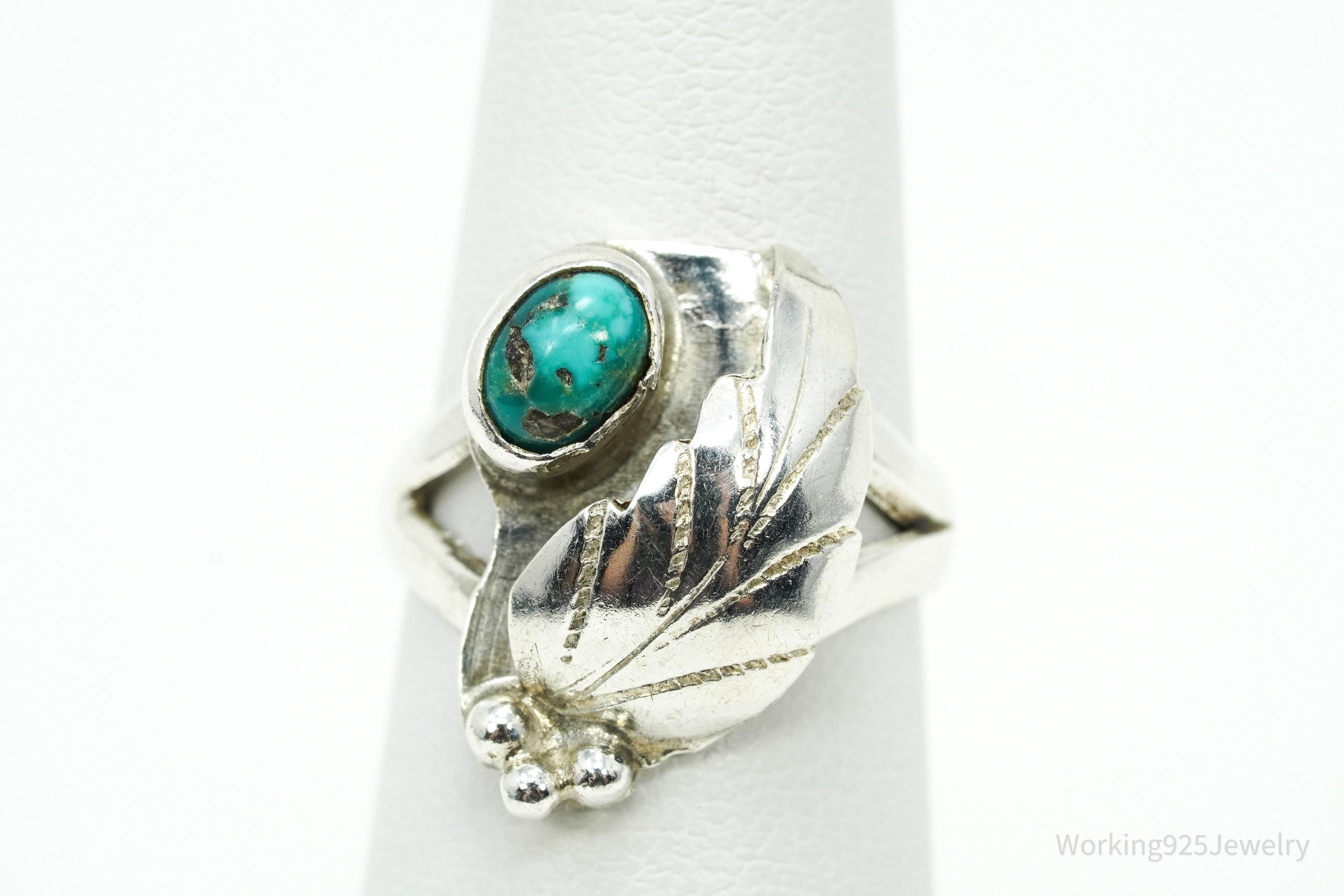 Vintage Native American Turquoise Silver Ring - Size 5
