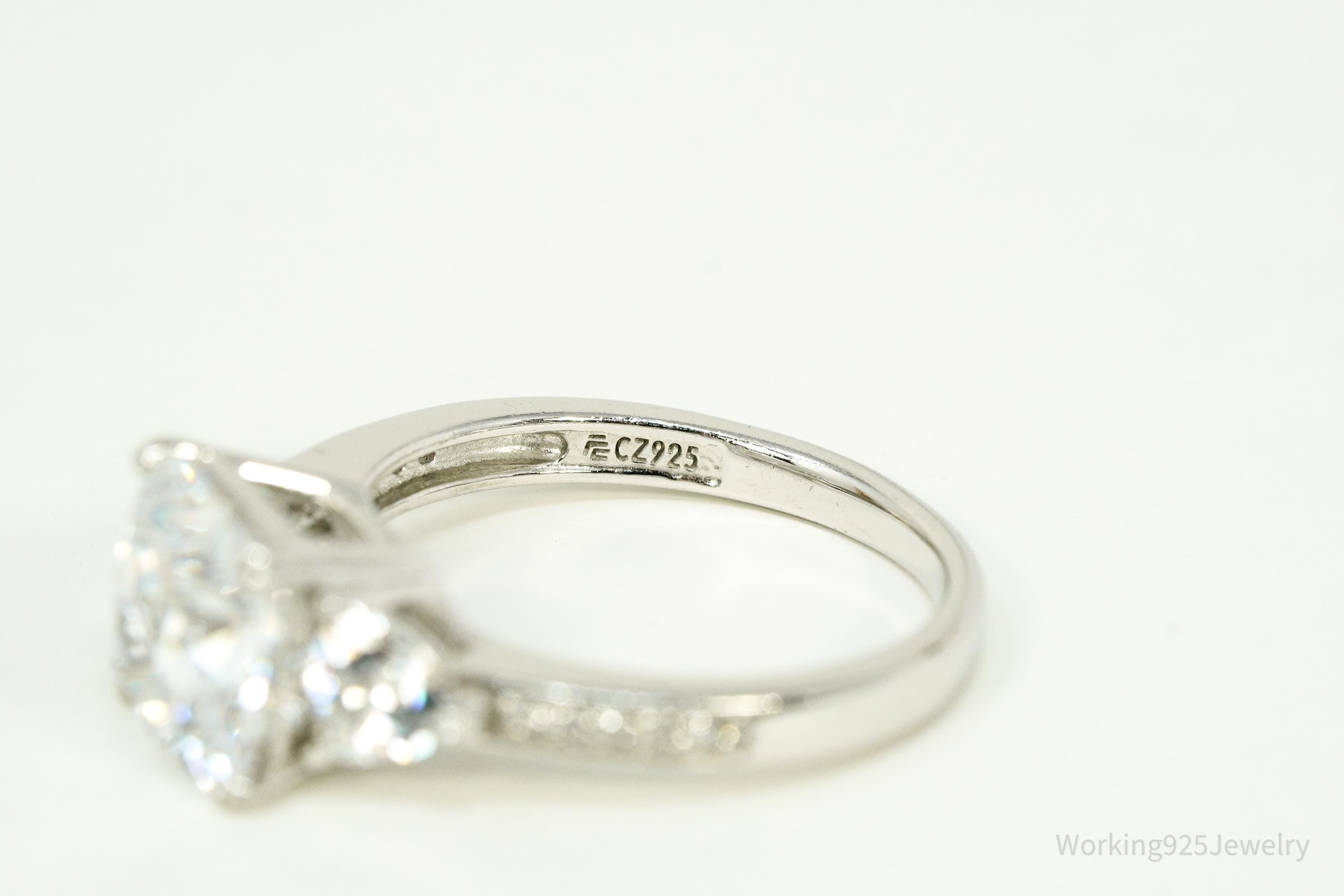 Vintage Cubic Zirconia Sterling Silver Ring Size 8