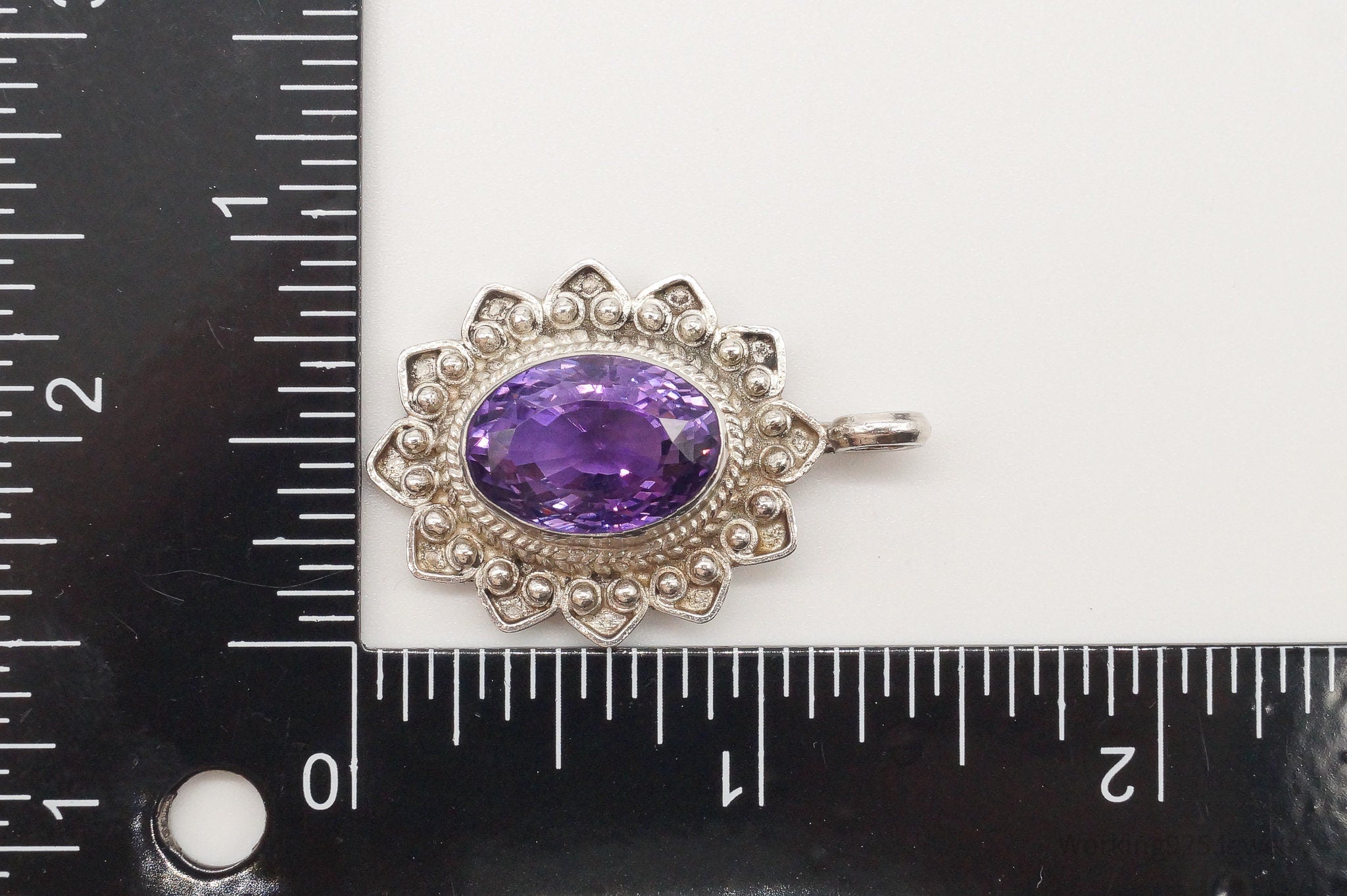 Vintage Large Amethyst Sterling Silver Pendant