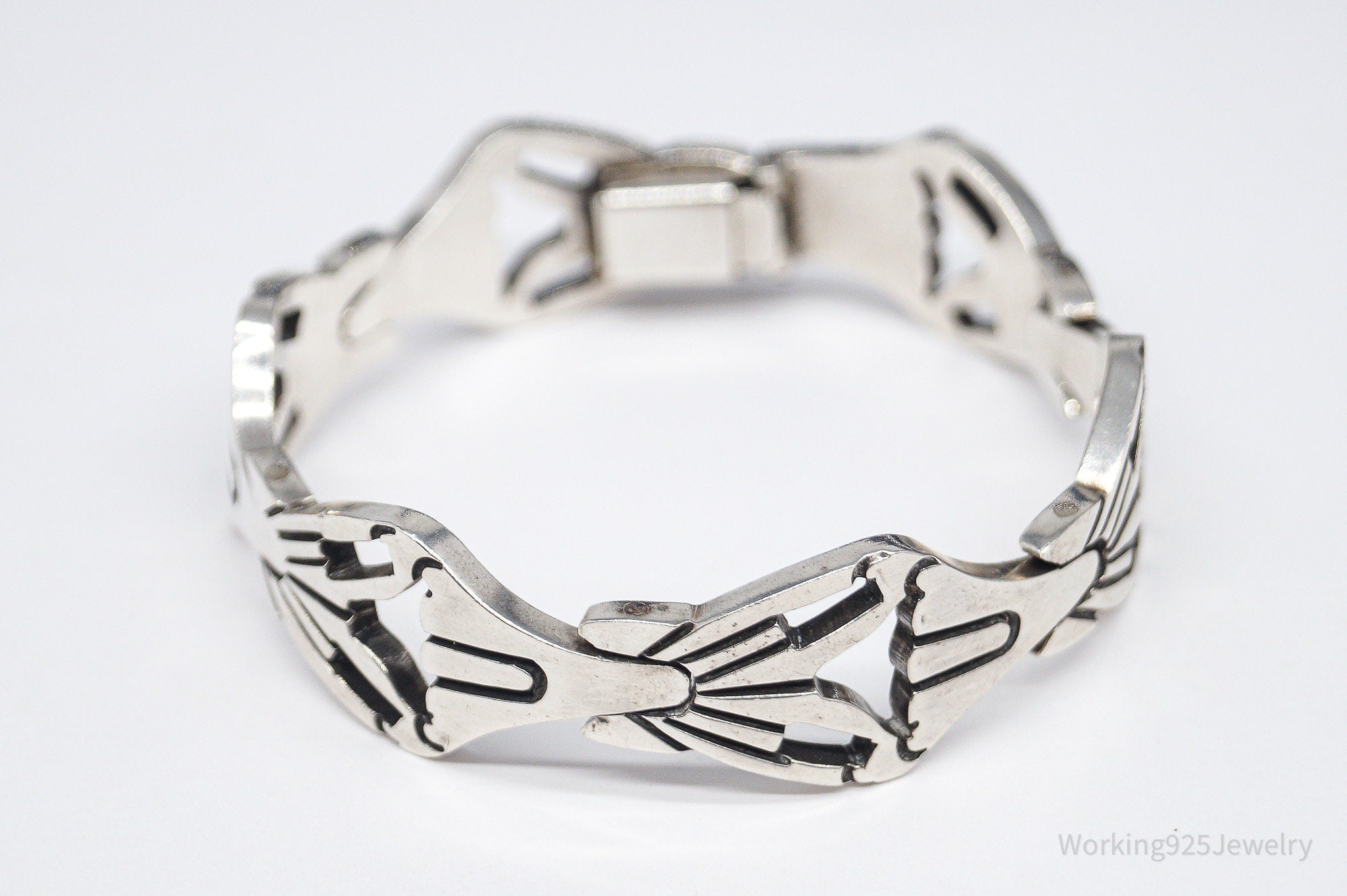 Vintage Mexico Modernist Sterling Silver Bracelet - 6.75"