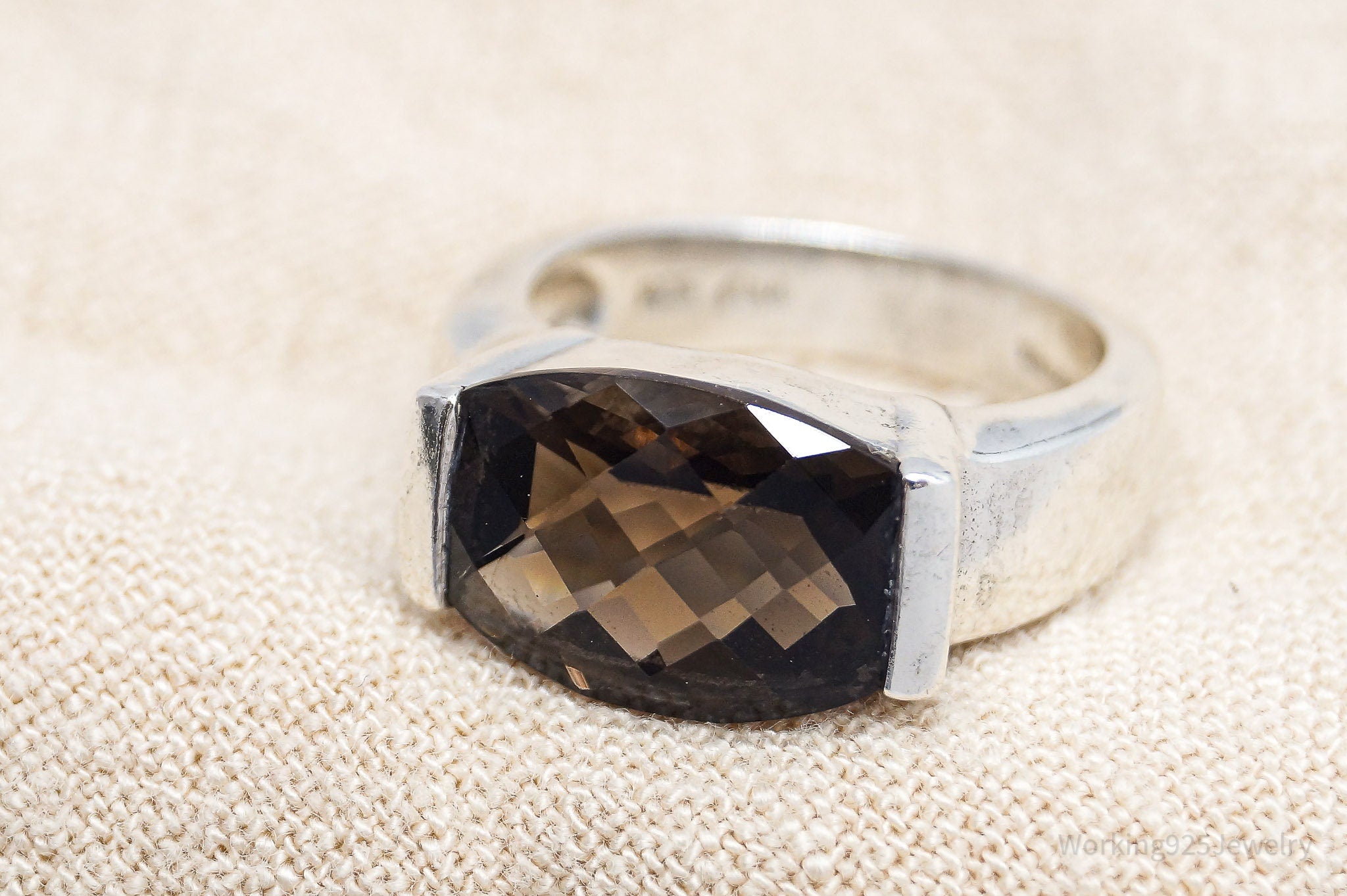 Vintage CNA Smoky Topaz Sterling Silver Ring - Size 4.75