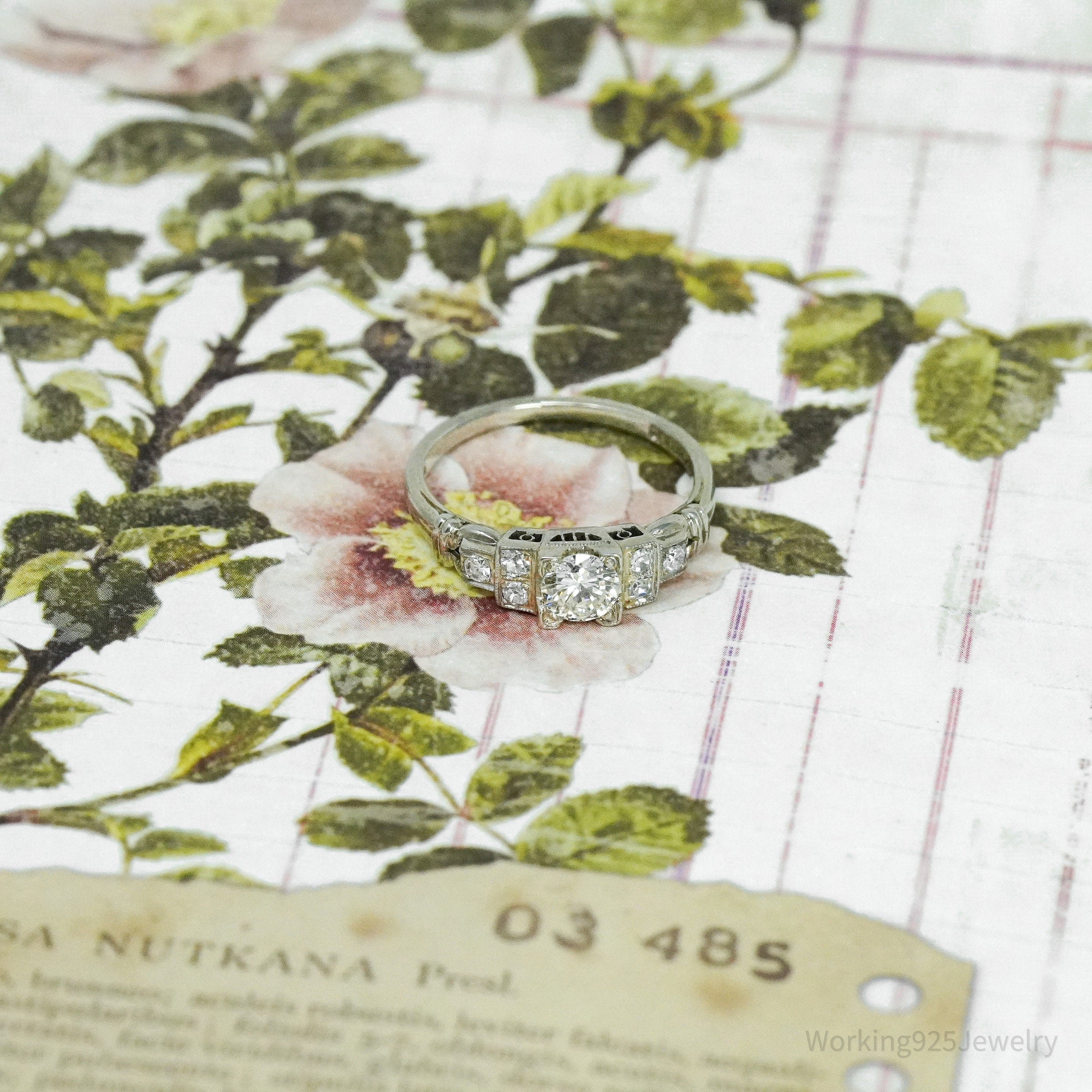 1930s Belais brothers 18K White Gold & Diamond Ring - Size 5 3/4