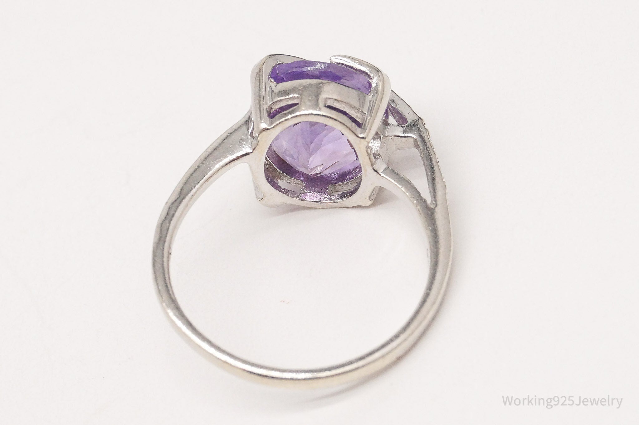 Vintage Amethyst White Topaz Sterling Silver Ring Size 7