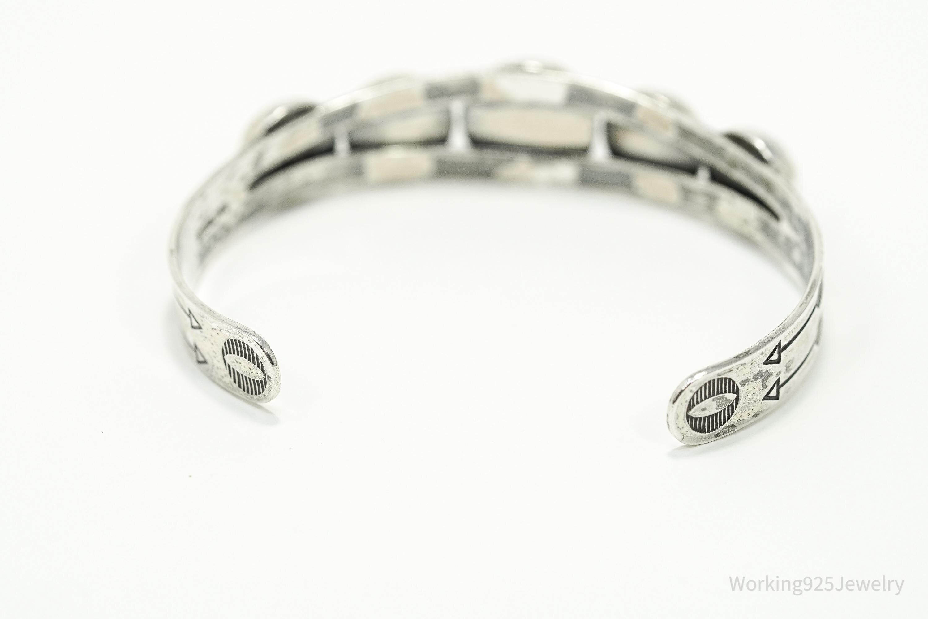 Vintage Native American Sterling Silver Cuff Bracelet - 6.75"