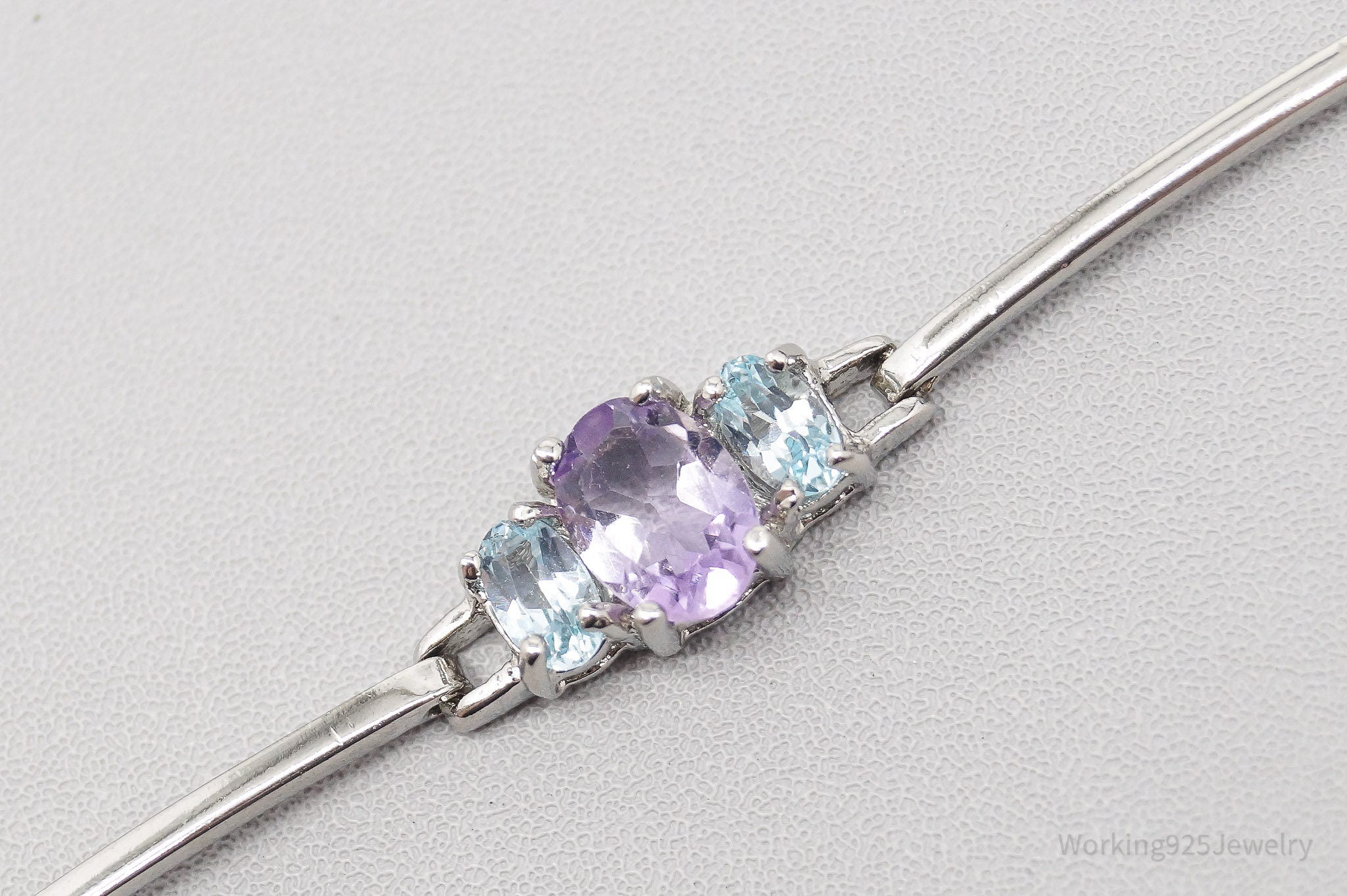 Vintage Designer DBJ Amethyst Blue Topaz Sterling Silver Bracelet