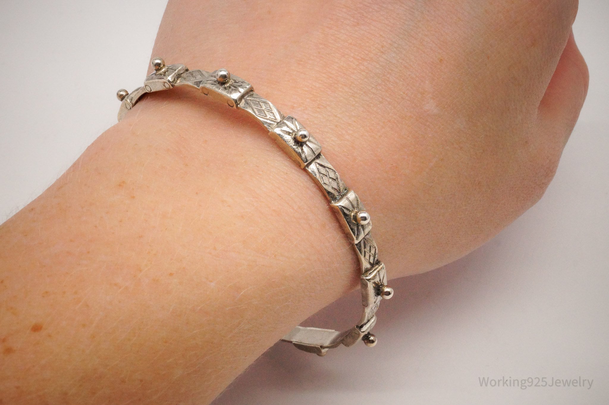 Antique Viking Style Sterling Silver Bangle Bracelet