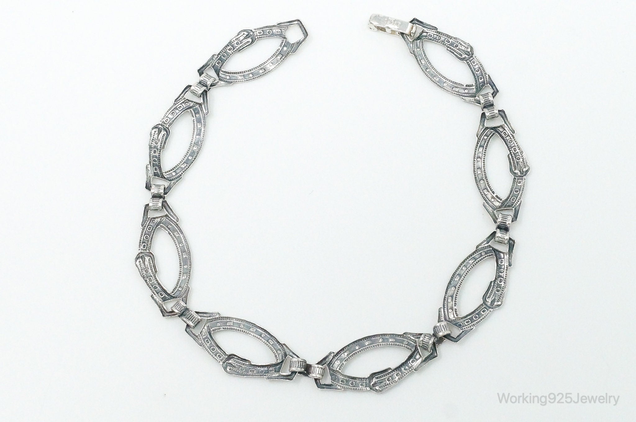 Vintage Southwestern Style Belt Sterling Silver Link Bracelet