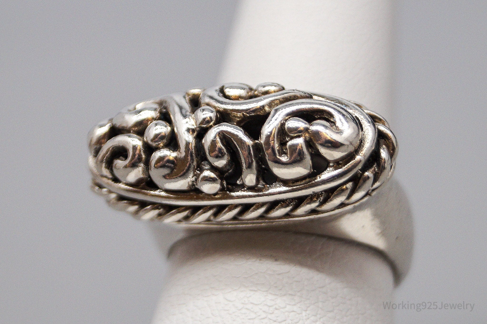 Vintage Puffy Swirls & Scrolls Sterling Silver Ring - Size 6