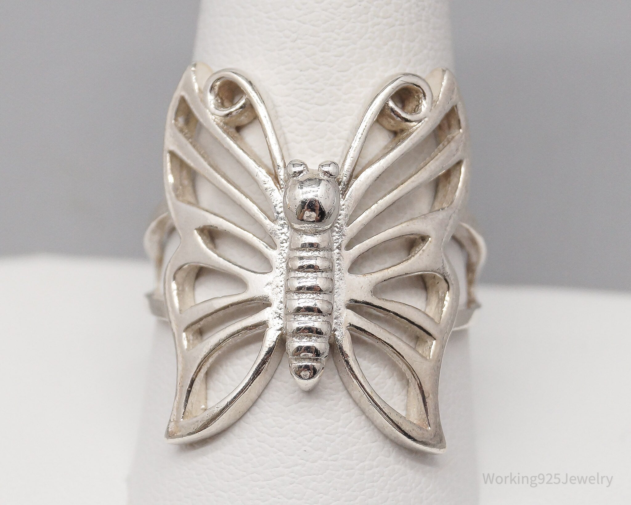 Vintage Butterfly Sterling Silver Ring - Size 10.25