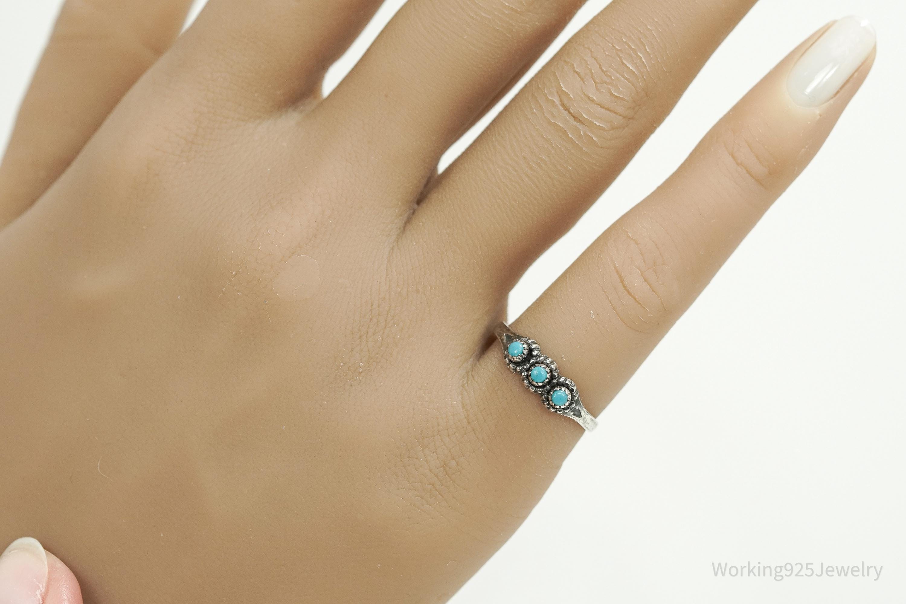 Vintage Native Bell Trading Post Turquoise Sterling Silver Ring - Size 6.5