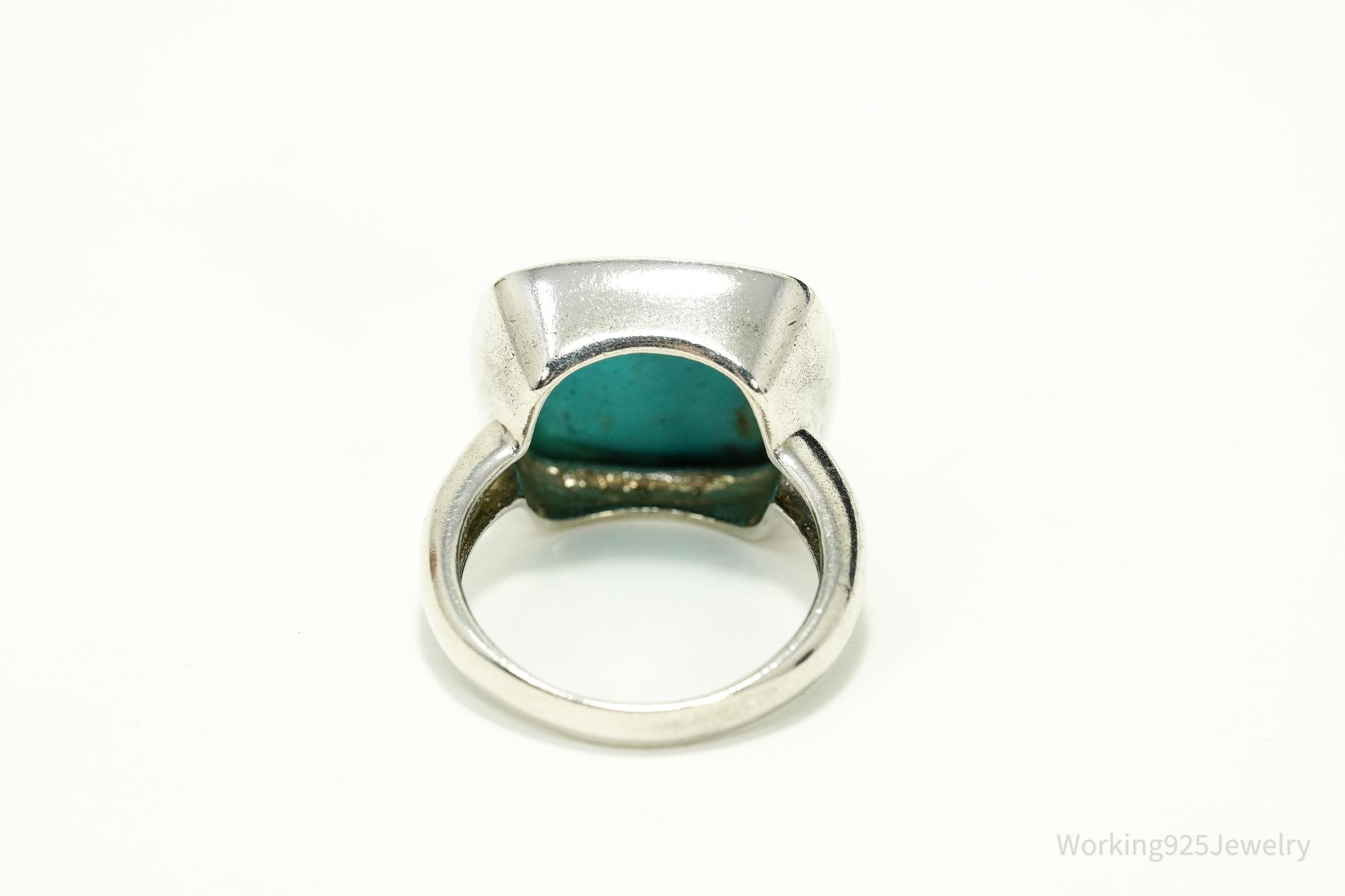 Vintage Designer SX Turquoise Sterling Silver Ring - Size 8