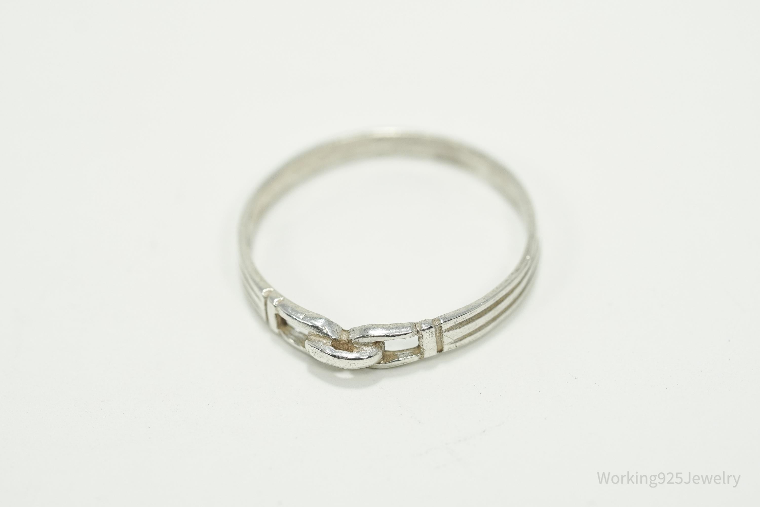 Vintage Link Modernist Style Sterling Silver Ring - Size 7