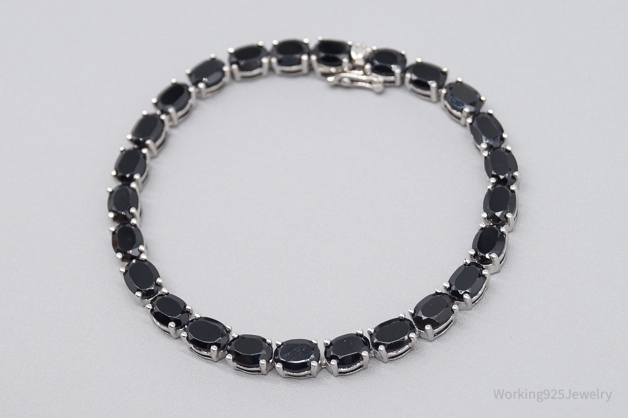 JTV TGGC Vintage Black Spinel Sterling Silver Bracelet 7 5/8"