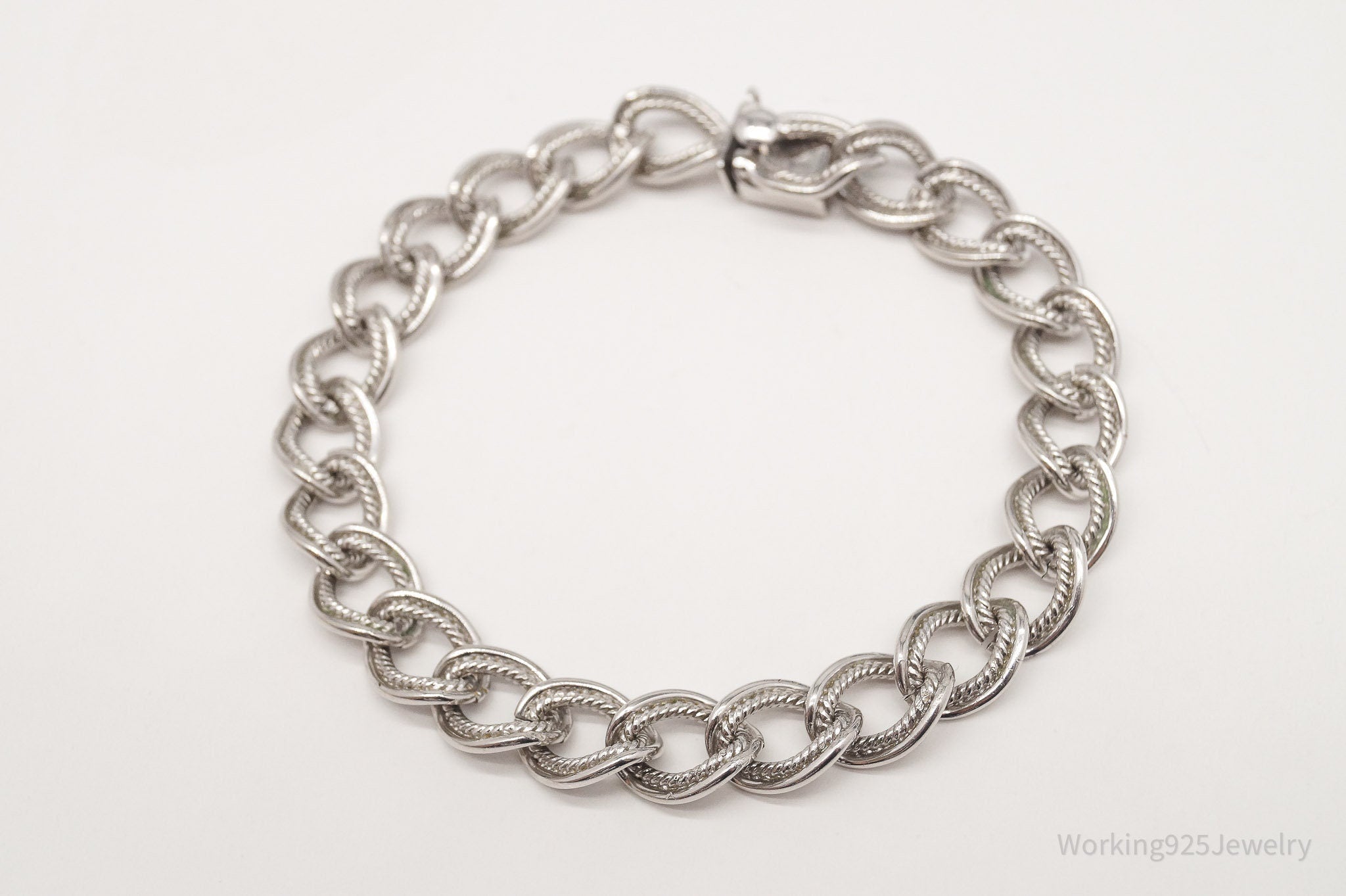 Antique Beau Sterling Silver Chain Bracelet - 7 5/8"