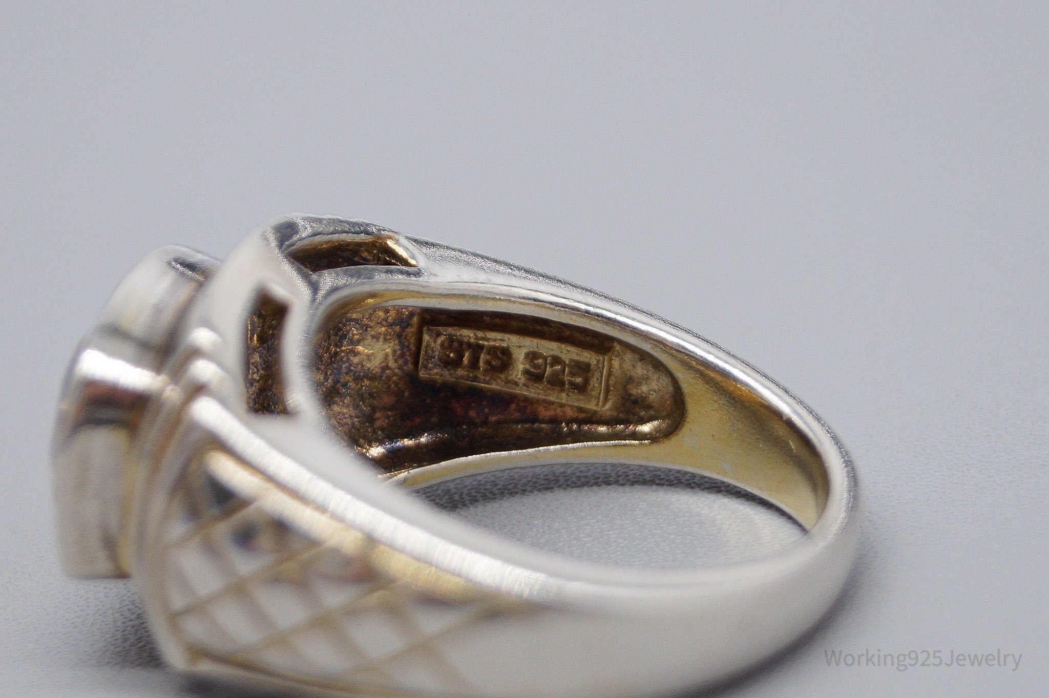 Vintage Large Citrine Sterling Silver Ring - Size 9