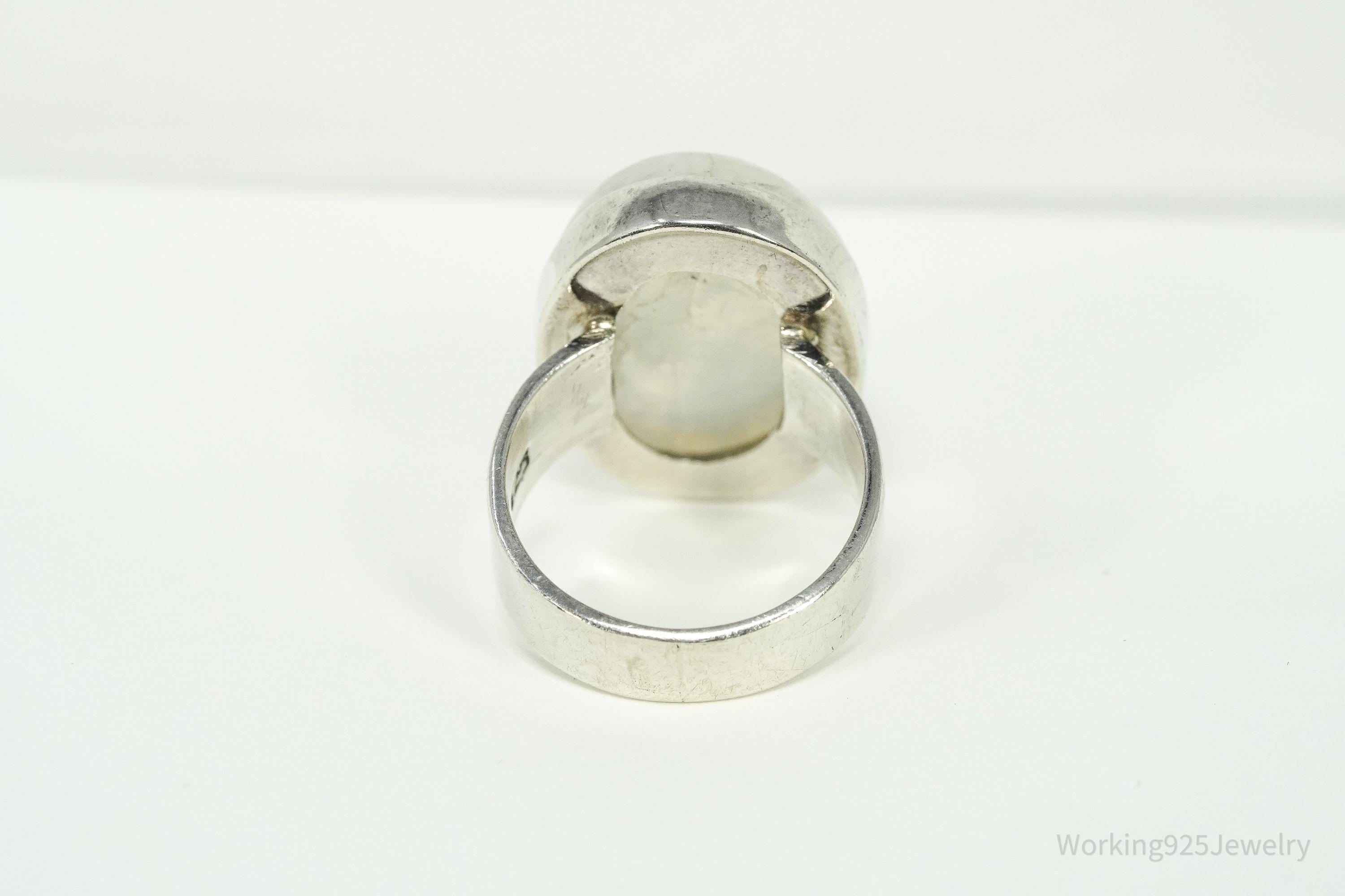 Vintage Large Moonstone Sterling Silver Ring - Size 7.75