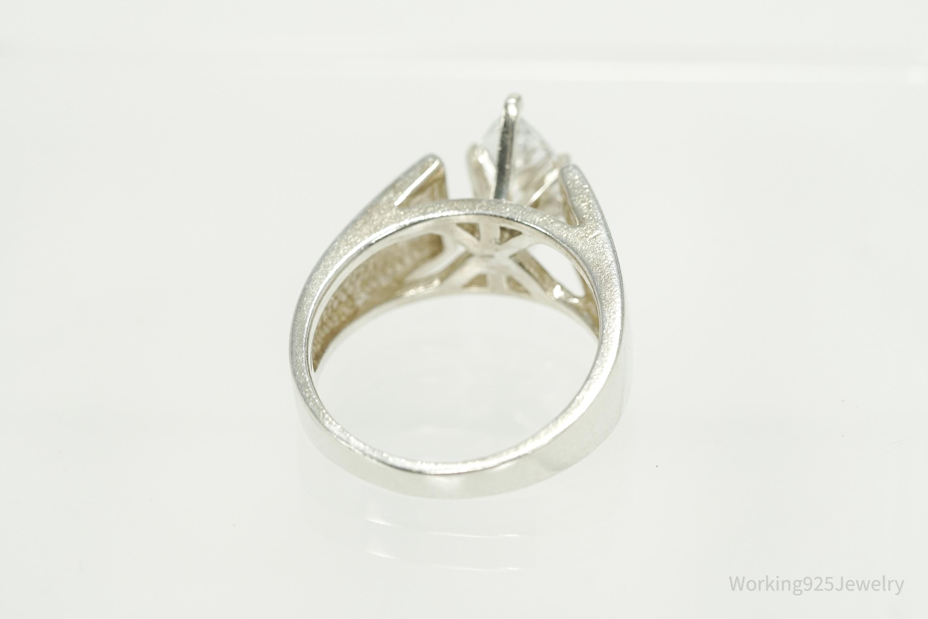 Vintage Diamonique Cubic Zirconia Sterling Silver Ring - Size 8.75