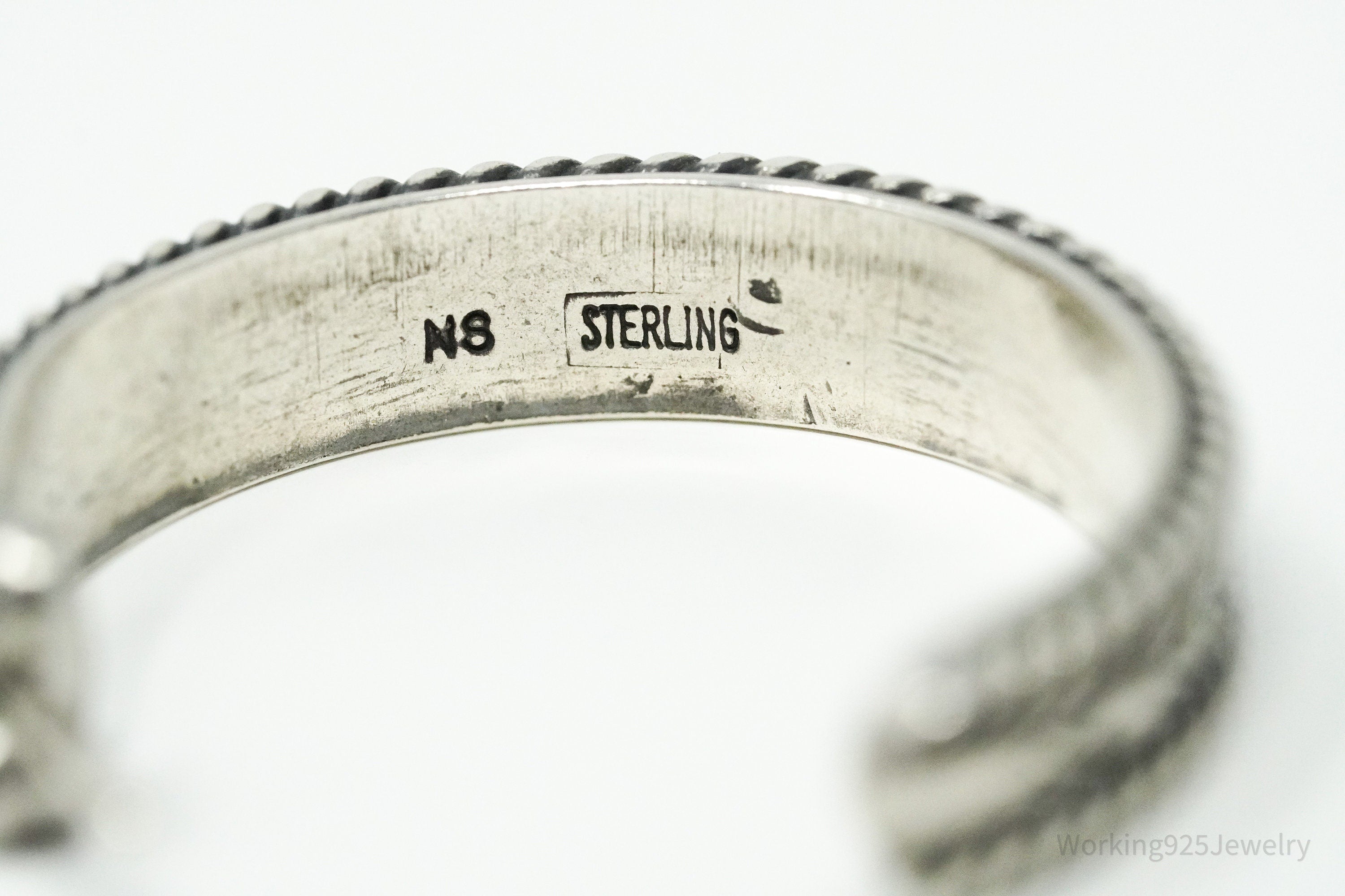 Vintage Native American Sterling Silver Half Hoop Earrings