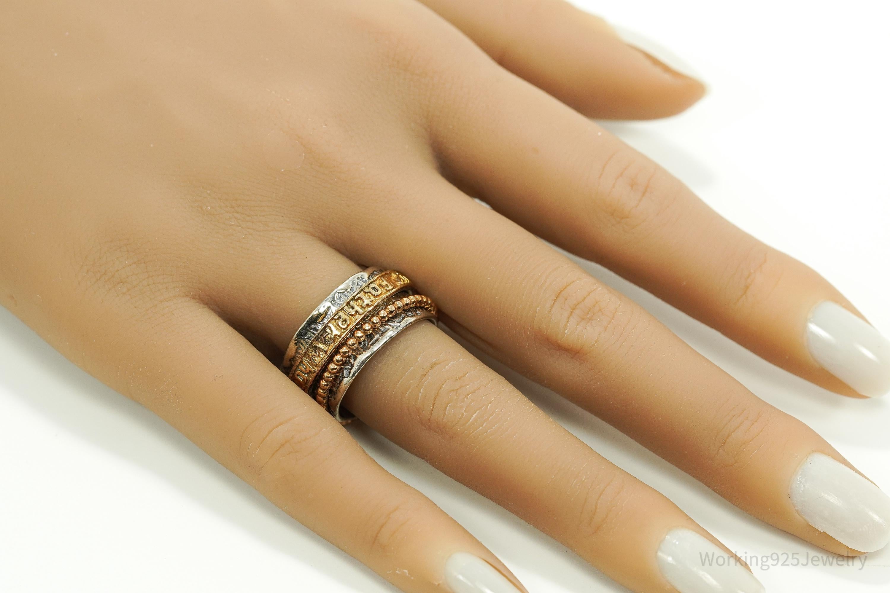 Vintage Shablool Didae Israel Sterling Silver Spinner Ring - Size 8.5