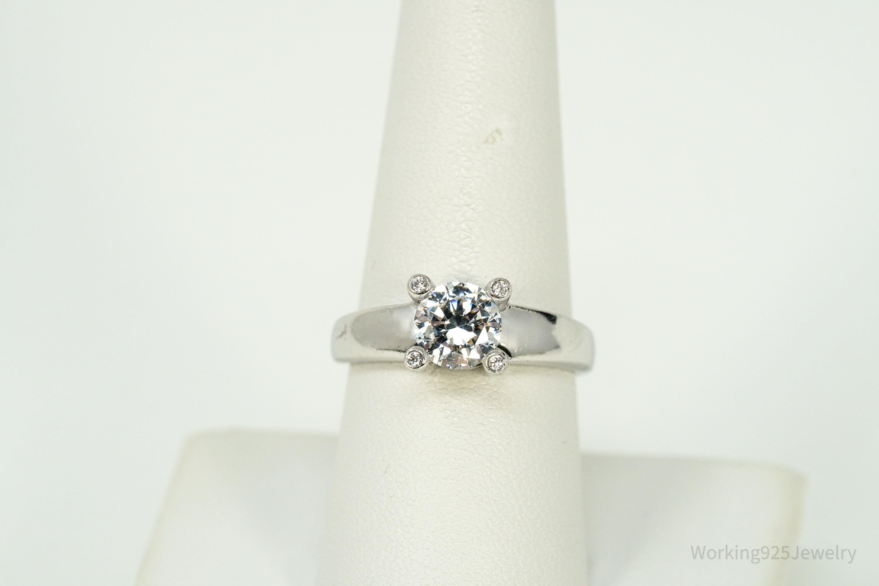 Vintage Diamonique Cubic Zirconia Sterling Silver Ring Size 8