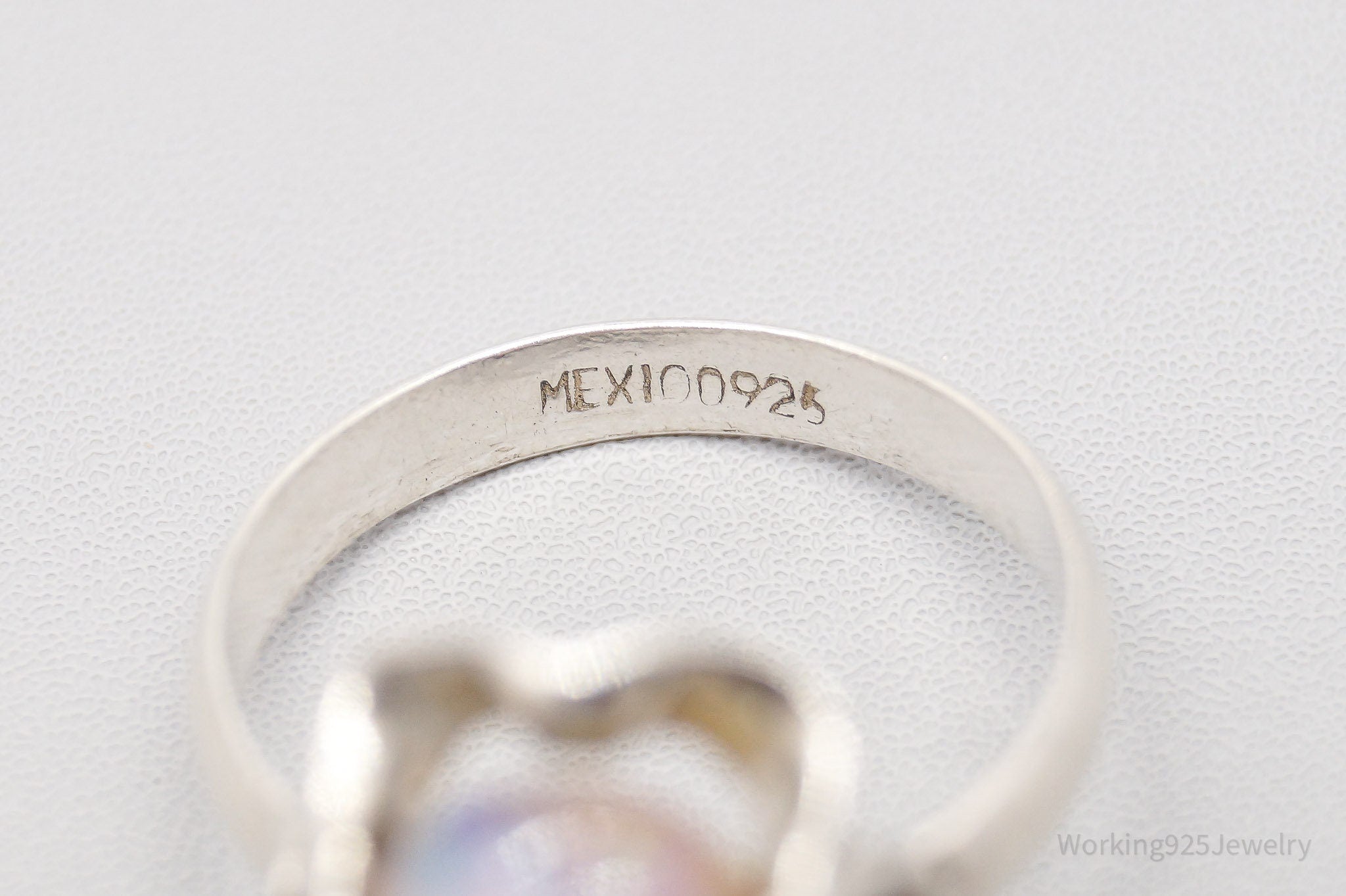 Vintage Mexico Faux Opal Modernist Style Sterling Silver Ring - Size 8.5