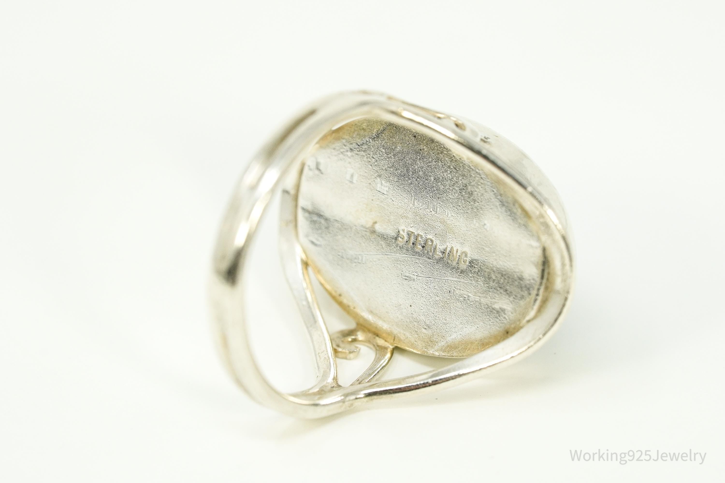 Vintage Blue Lace Agate Sterling Silver Ring - Size 6.25
