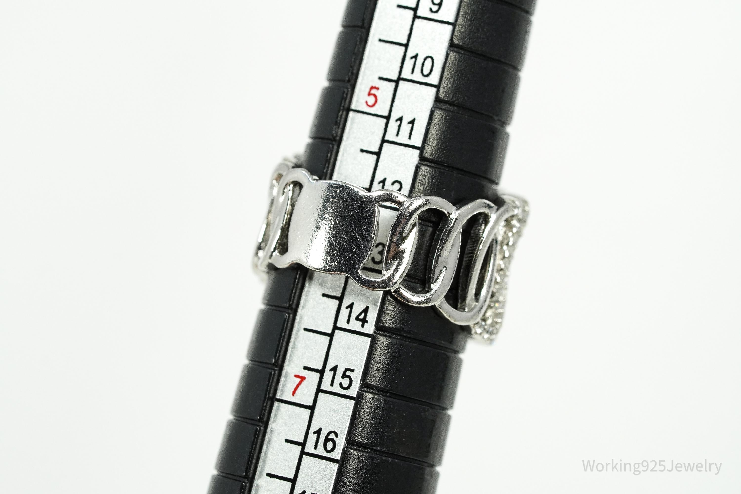 Vintage Cubic Zirconia Sterling Silver Ring - Size 6