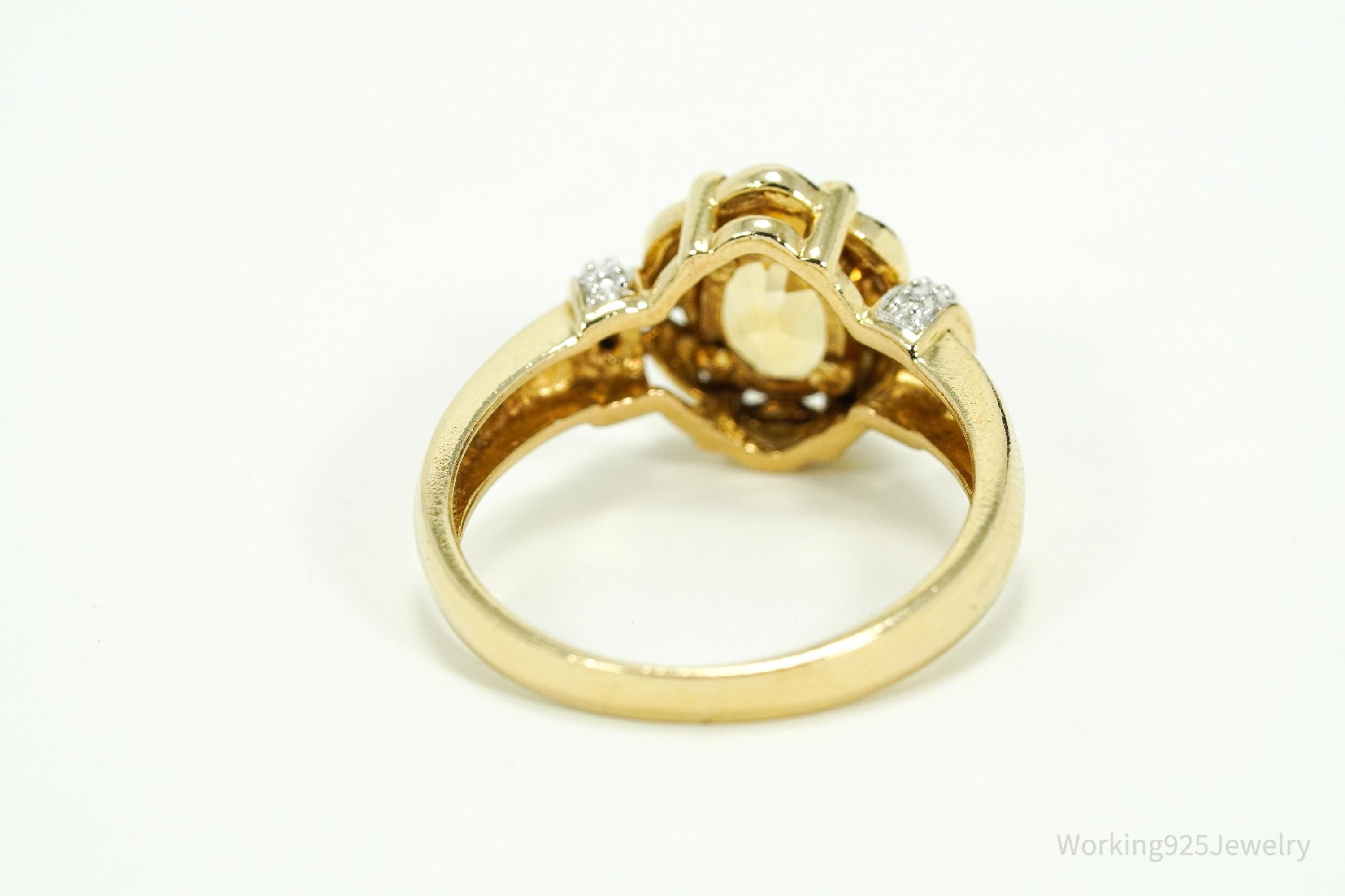 Designer Ross Simons Citrine & Diamond Gold Over Sterling Silver Ring - Size 9