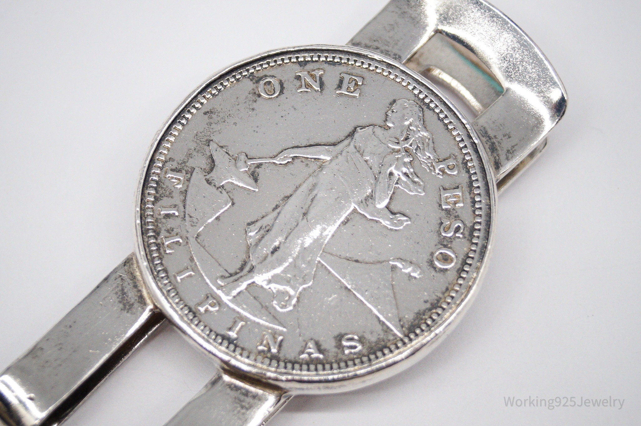 Philippines Silver Peso Coin Sterling Silver Money Clip