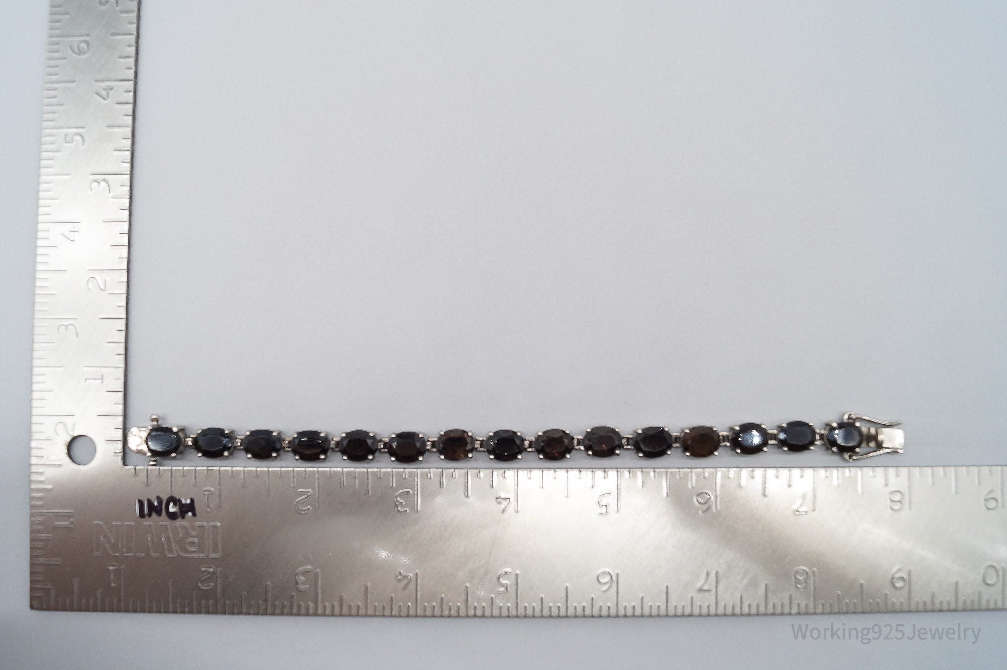 Vintage ALX Smoky Topaz Sterling Silver Bracelet 7 7/8"