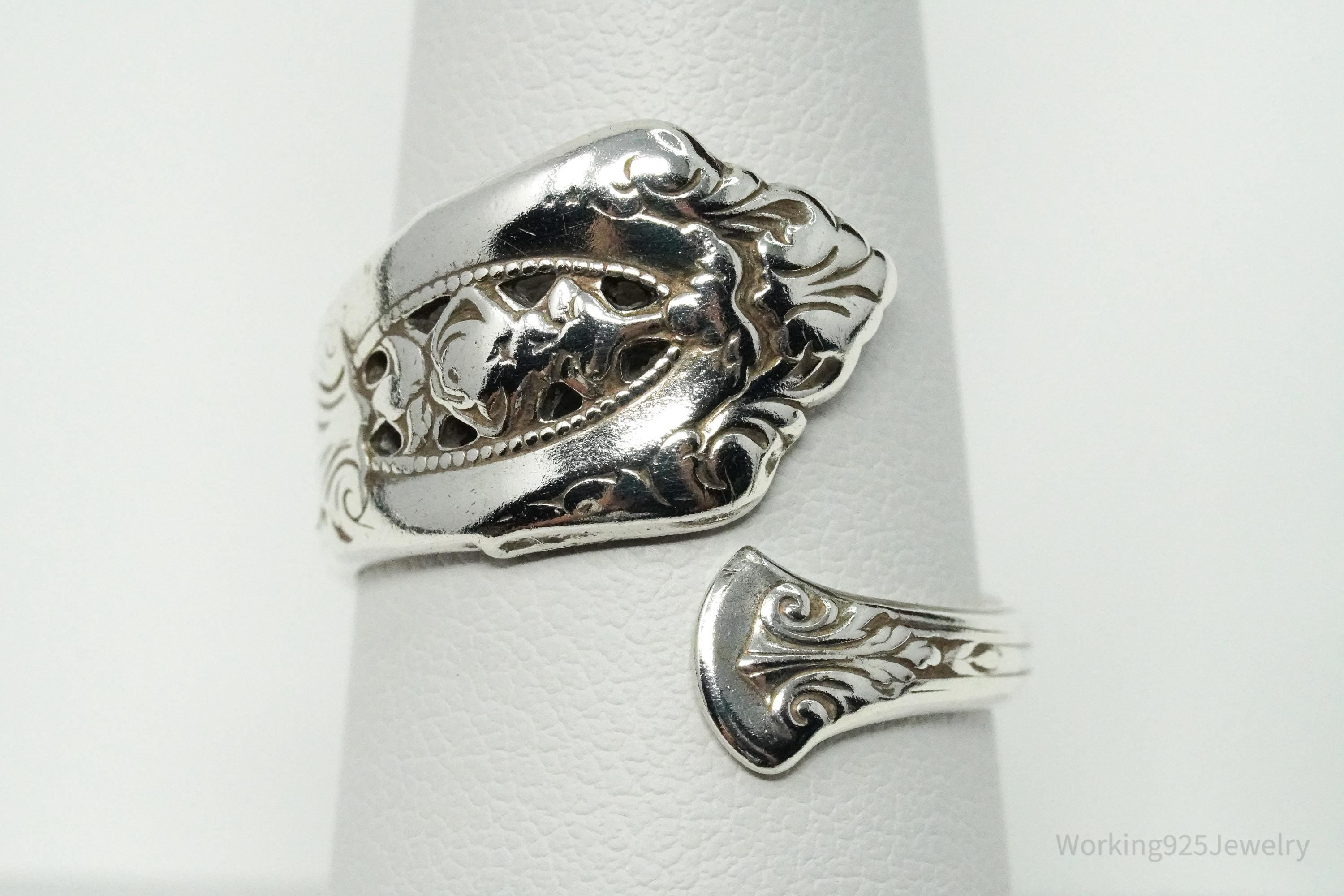 Antique Wallace Art Nouveau Sterling Silver Spoon Ring - Size 8