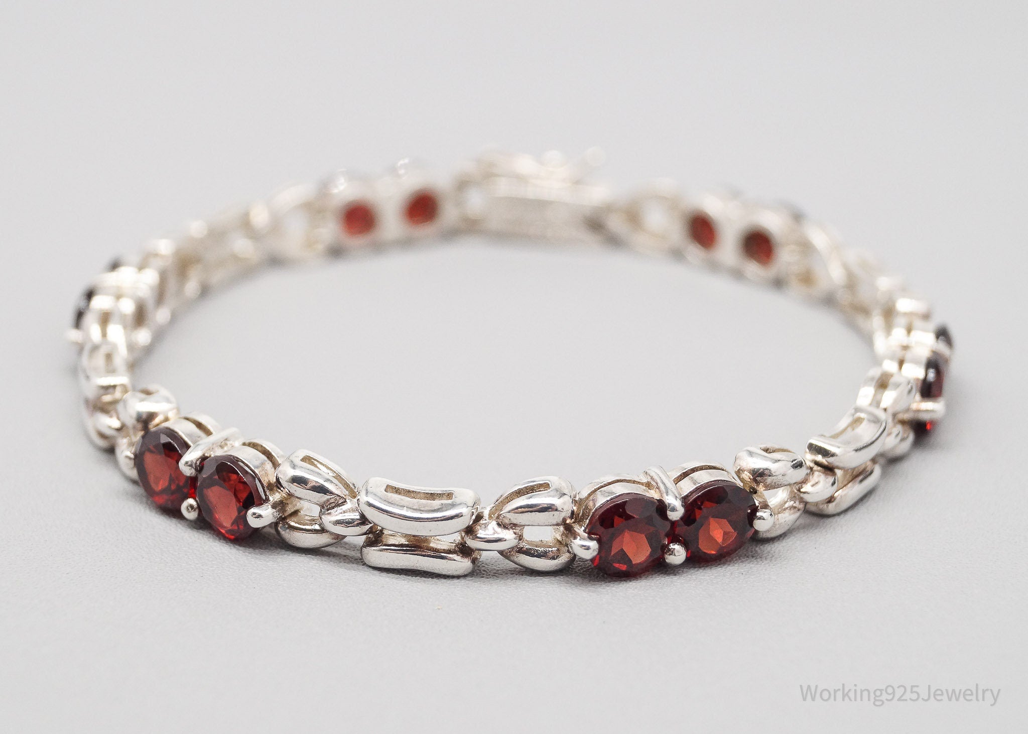 Vintage Red Garnet Sterling Silver Bracelet