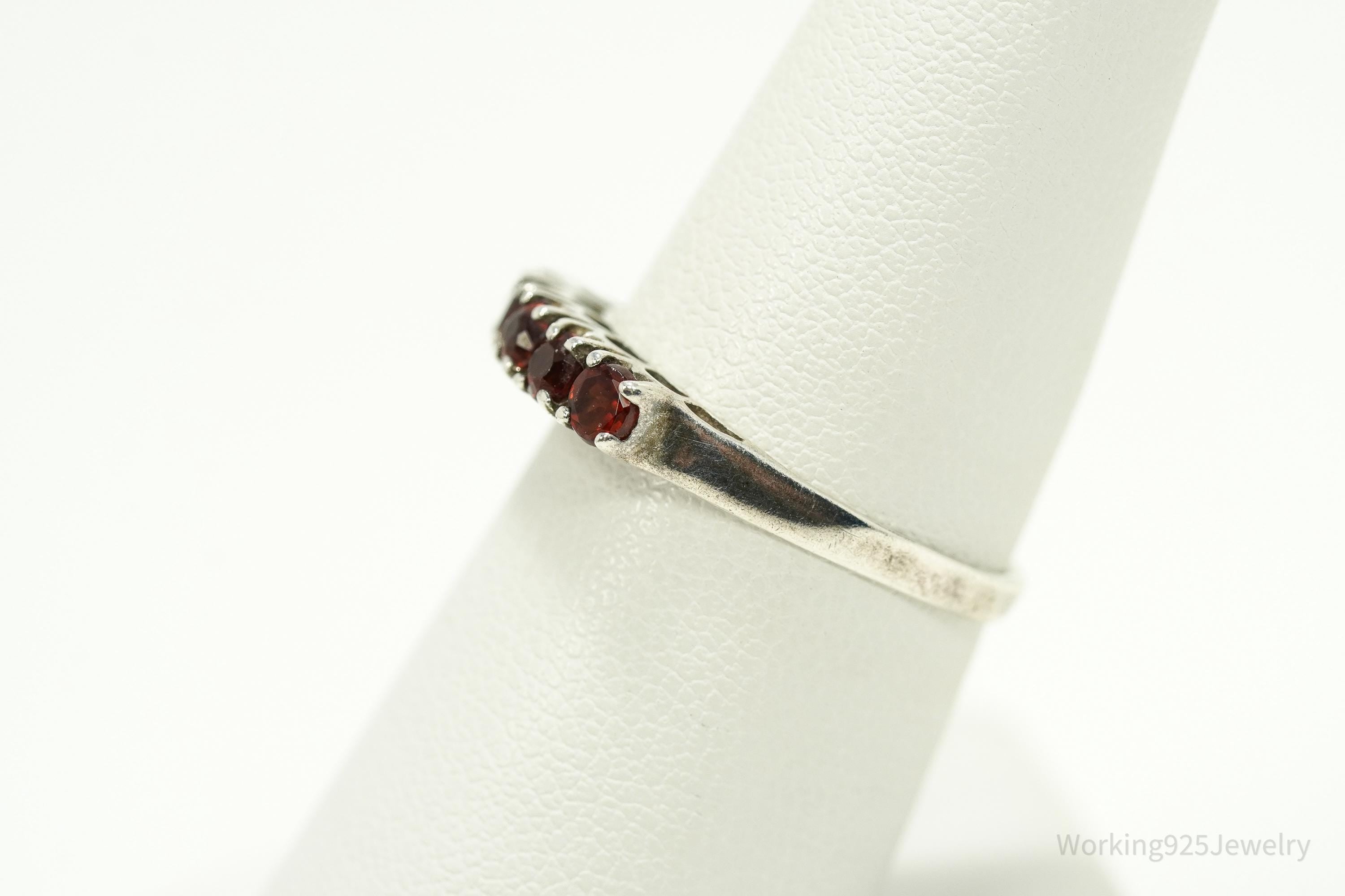 Vintage Garnet Sterling Silver Ring - Size 7.25