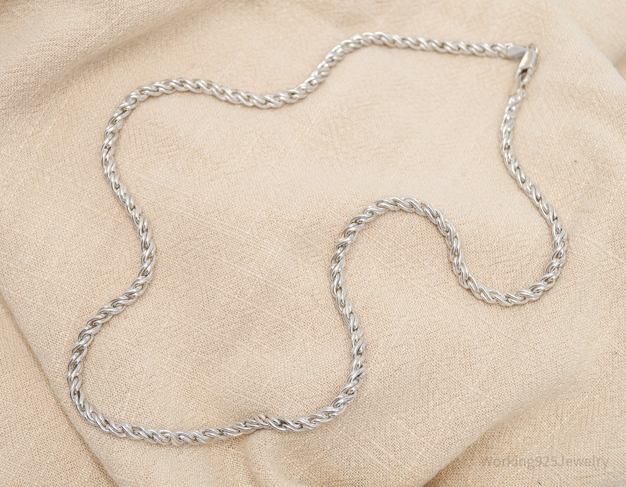 Vintage Sterling Silver Braided Chain Necklace 18"