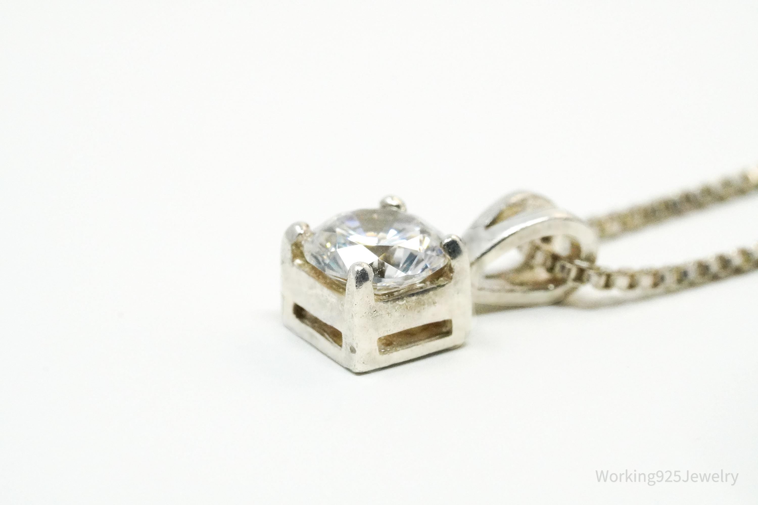 Vintage Diamonique Cubic Zirconia Sterling Silver Necklace 18"