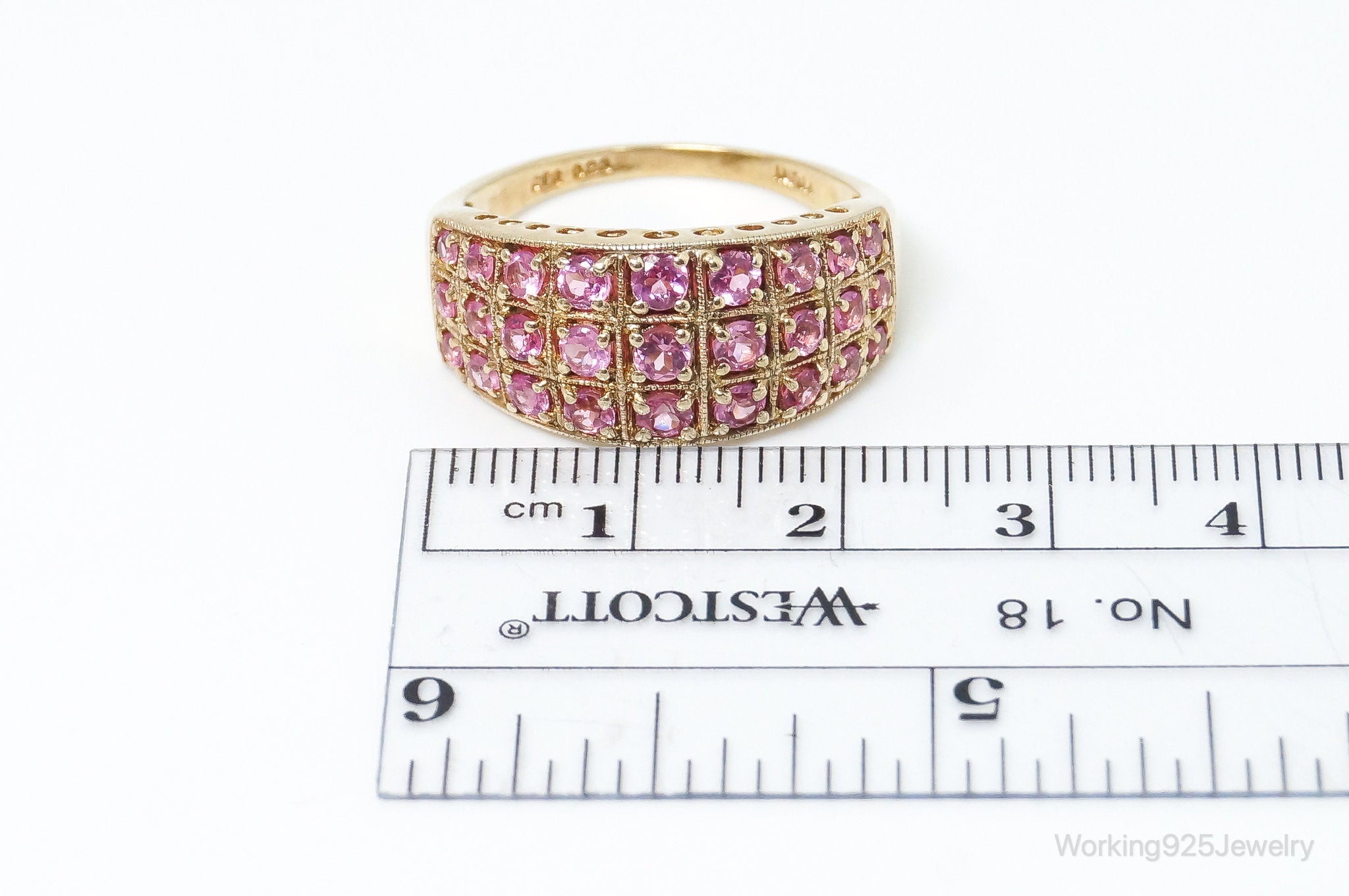 Vintage Pink Topaz Gold Vermeil Sterling Silver Ring Size 10