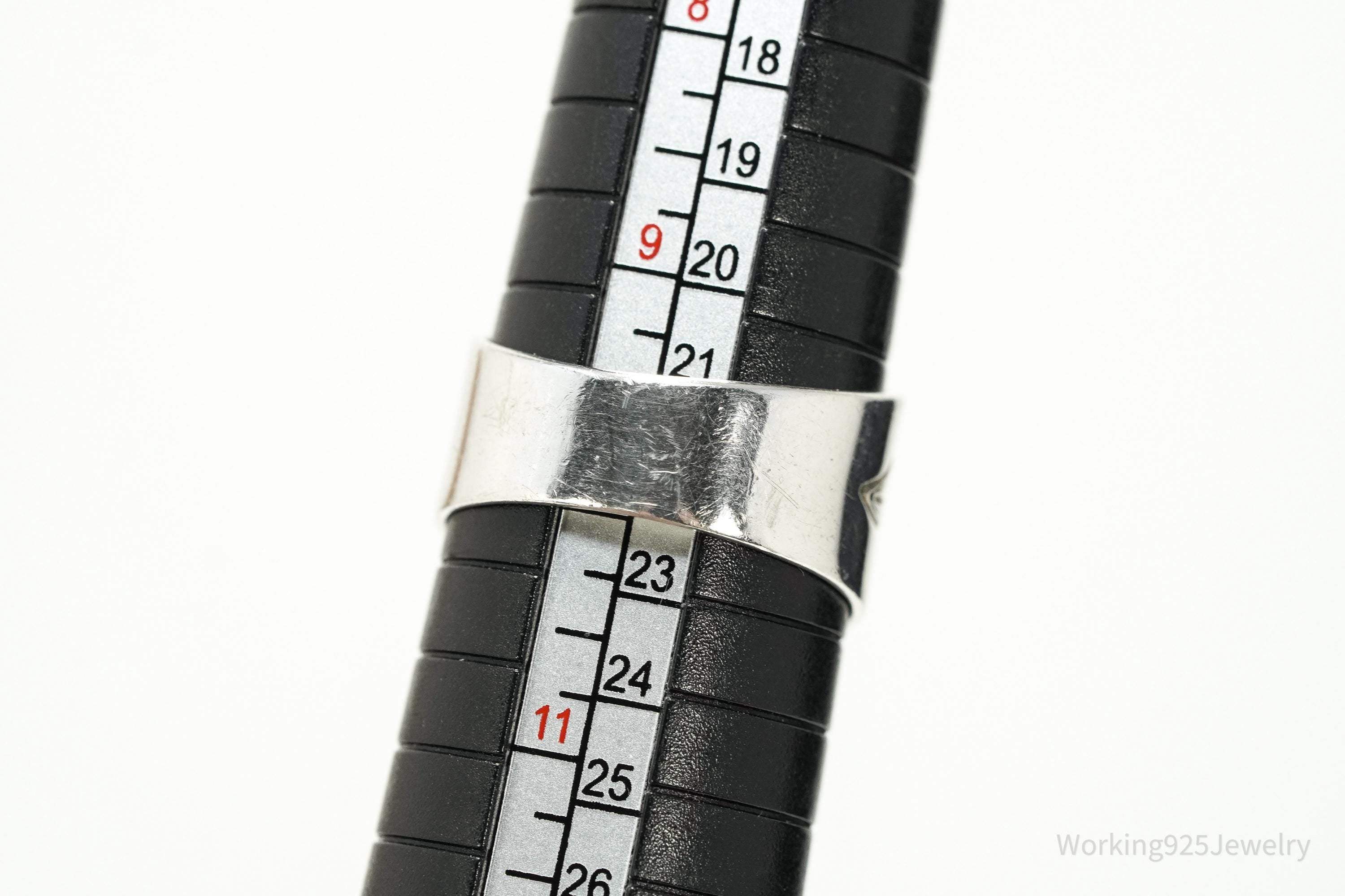 Vintage JAY KING Desert Rose Trading Co Green Jasper Sterling Silver Ring Sz 10