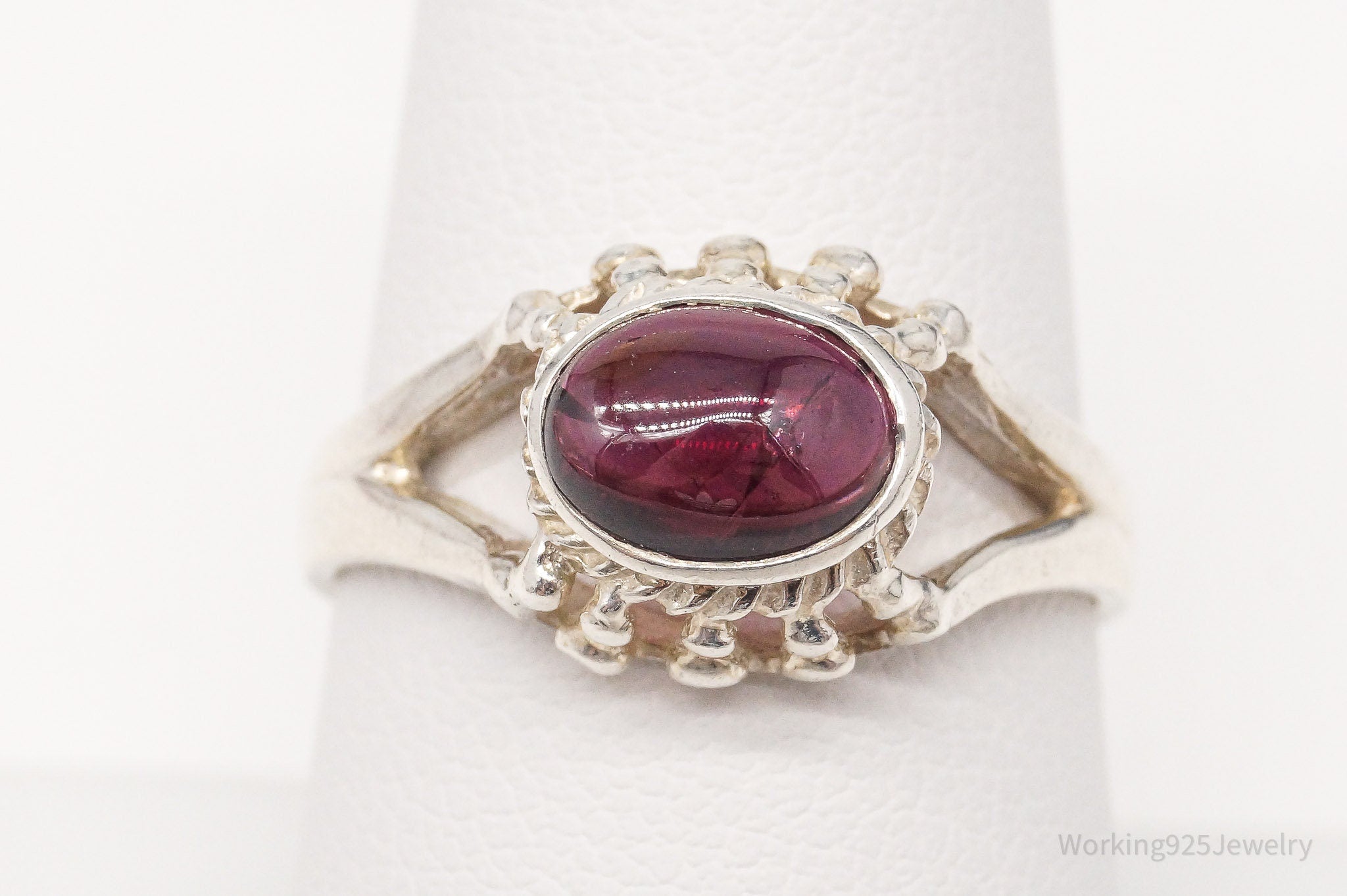 Vintage Rhodolite Garnet Sterling Silver Ring - Size 8.5