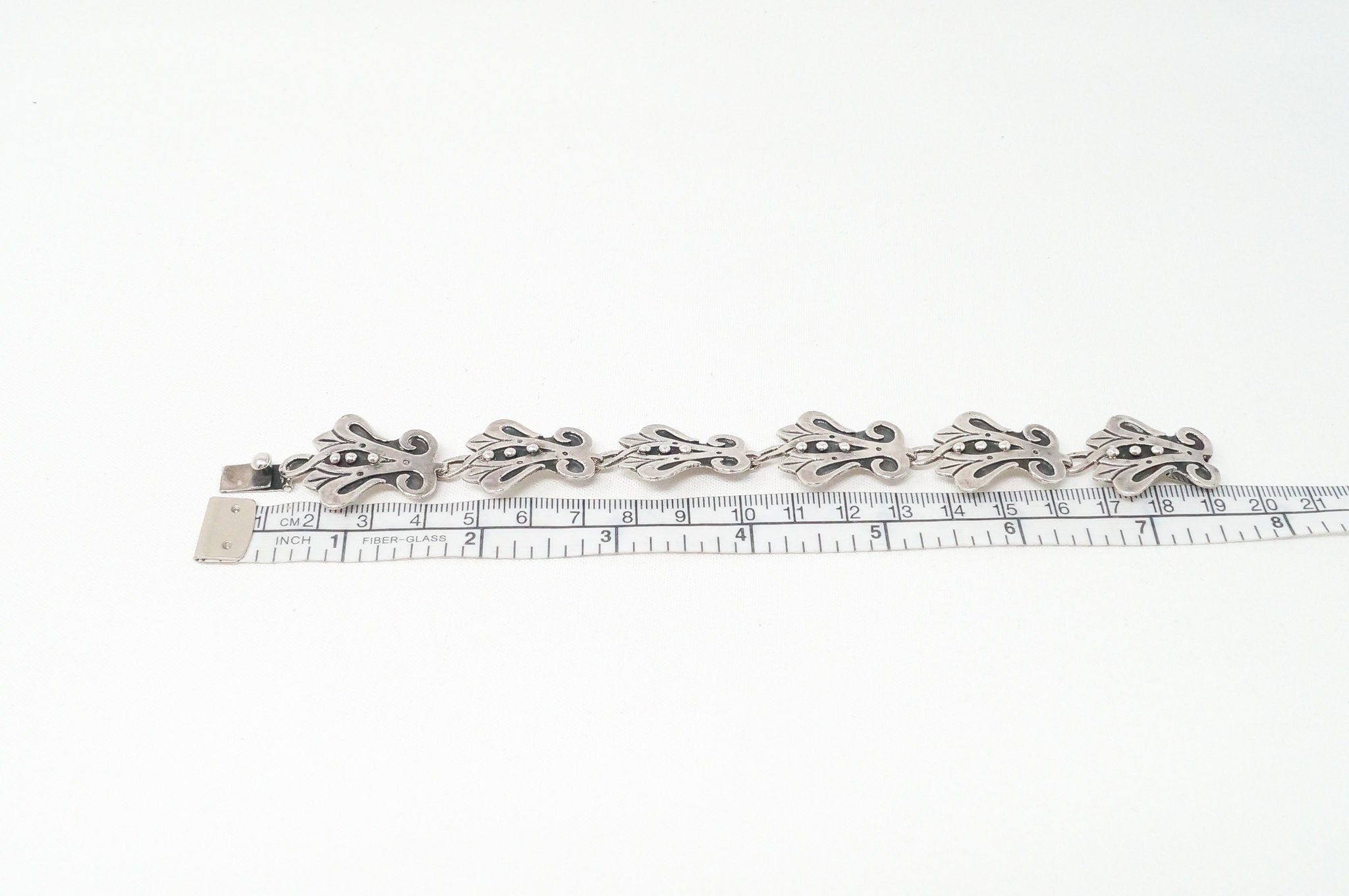 Vintage Taxco Modernist Designer R Rivera Sterling Silver Panel Bracelet