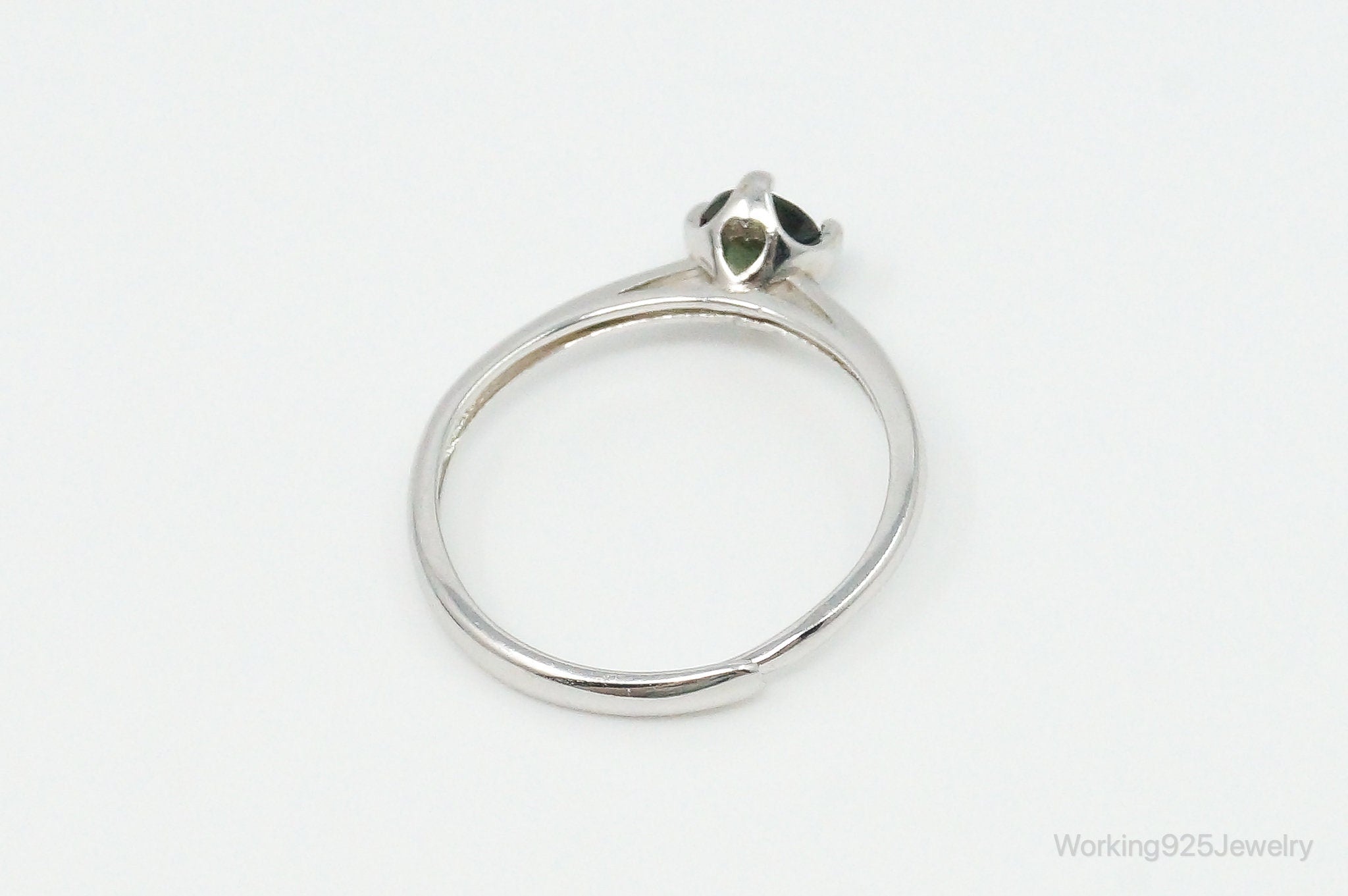Vintage Dark Green Peridot Sterling Silver Ring - Size 6.5 Adjustable